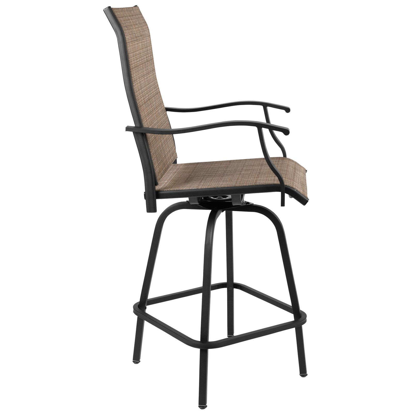Patio Bar Height Stools Set of 2, All-Weather Textilene Swivel Stools