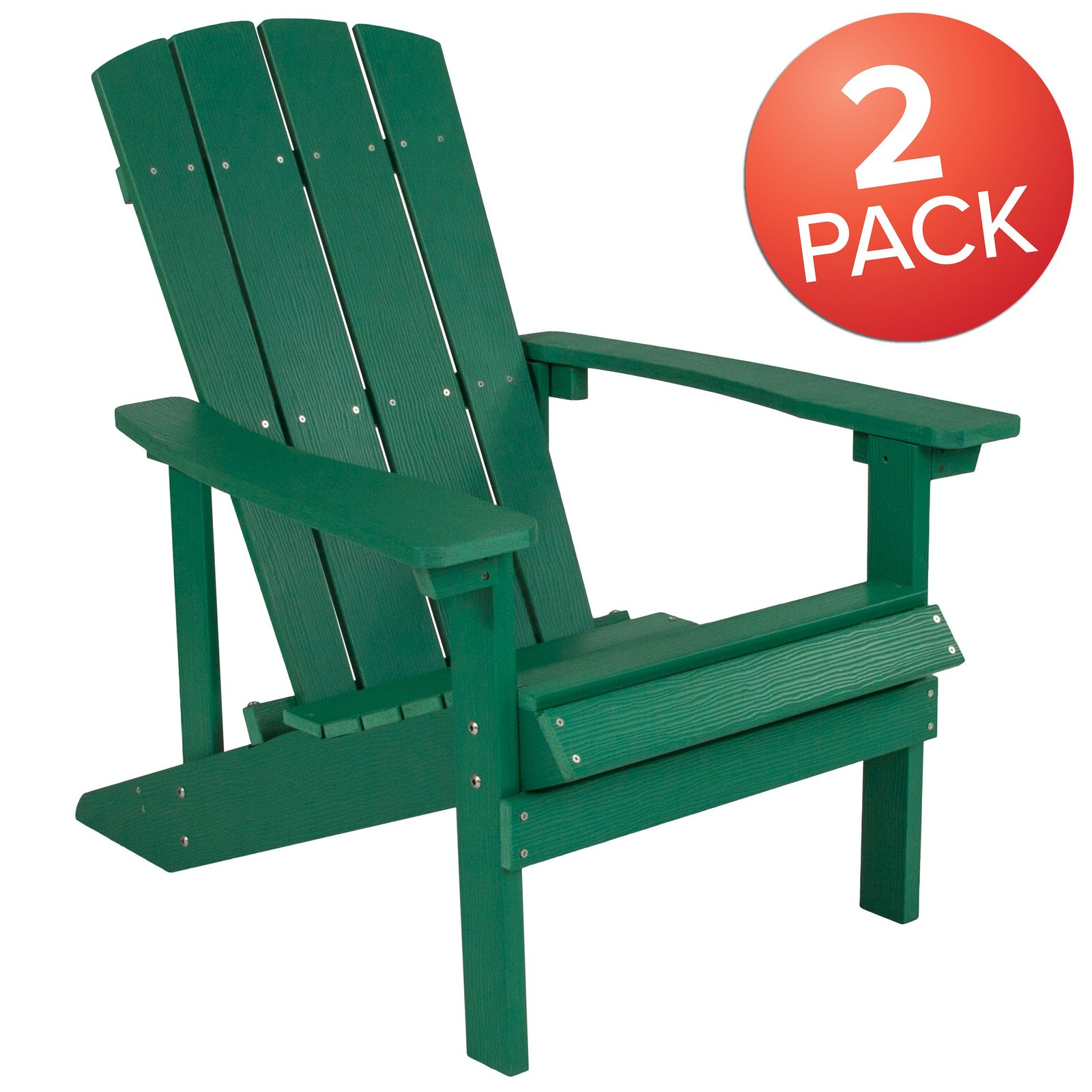 2 Pack Outdoor All-Weather Poly Resin Wood Adirondack Chairs