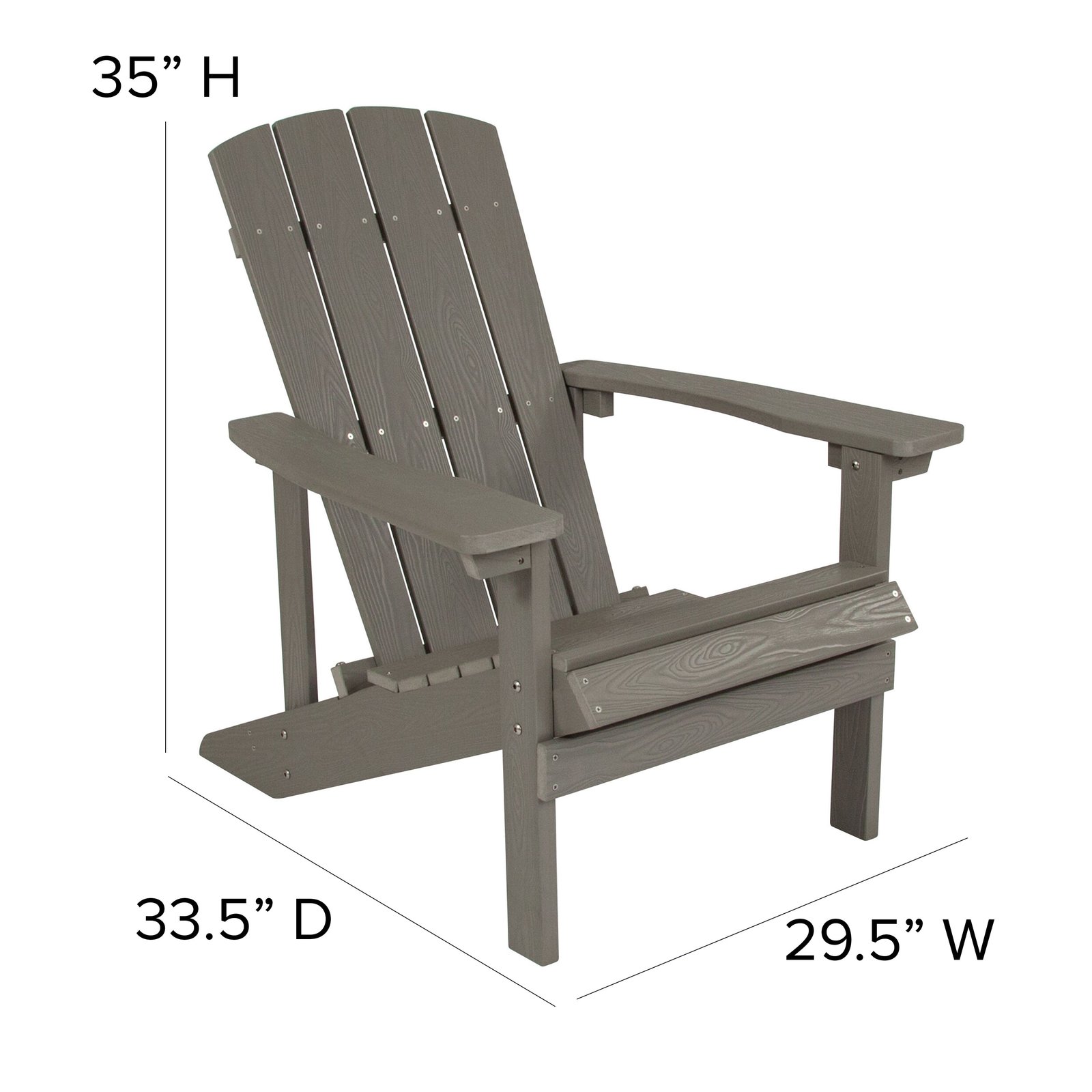 2 Pack Outdoor All-Weather Poly Resin Wood Adirondack Chairs
