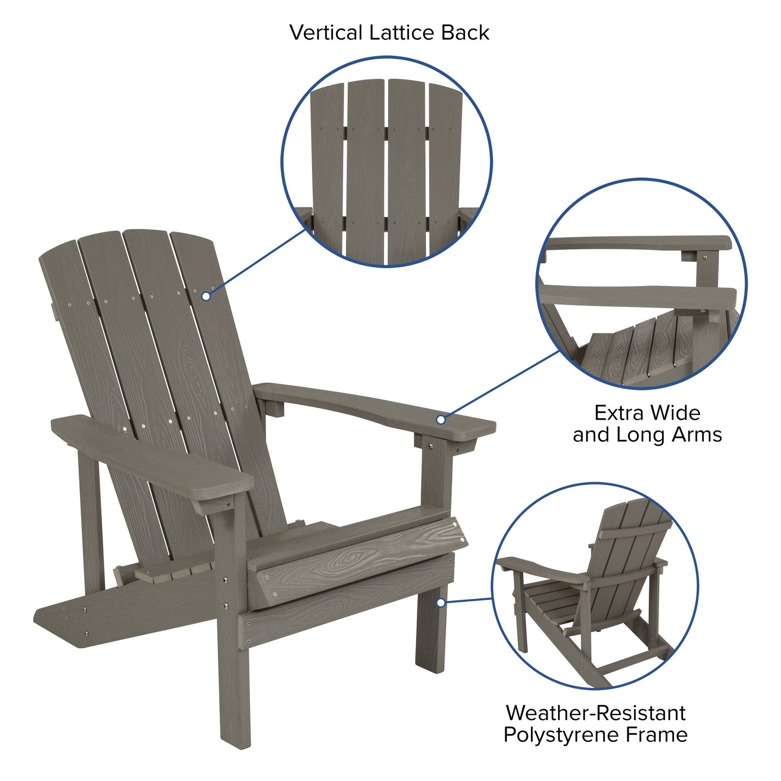 2 Pack Outdoor All-Weather Poly Resin Wood Adirondack Chairs