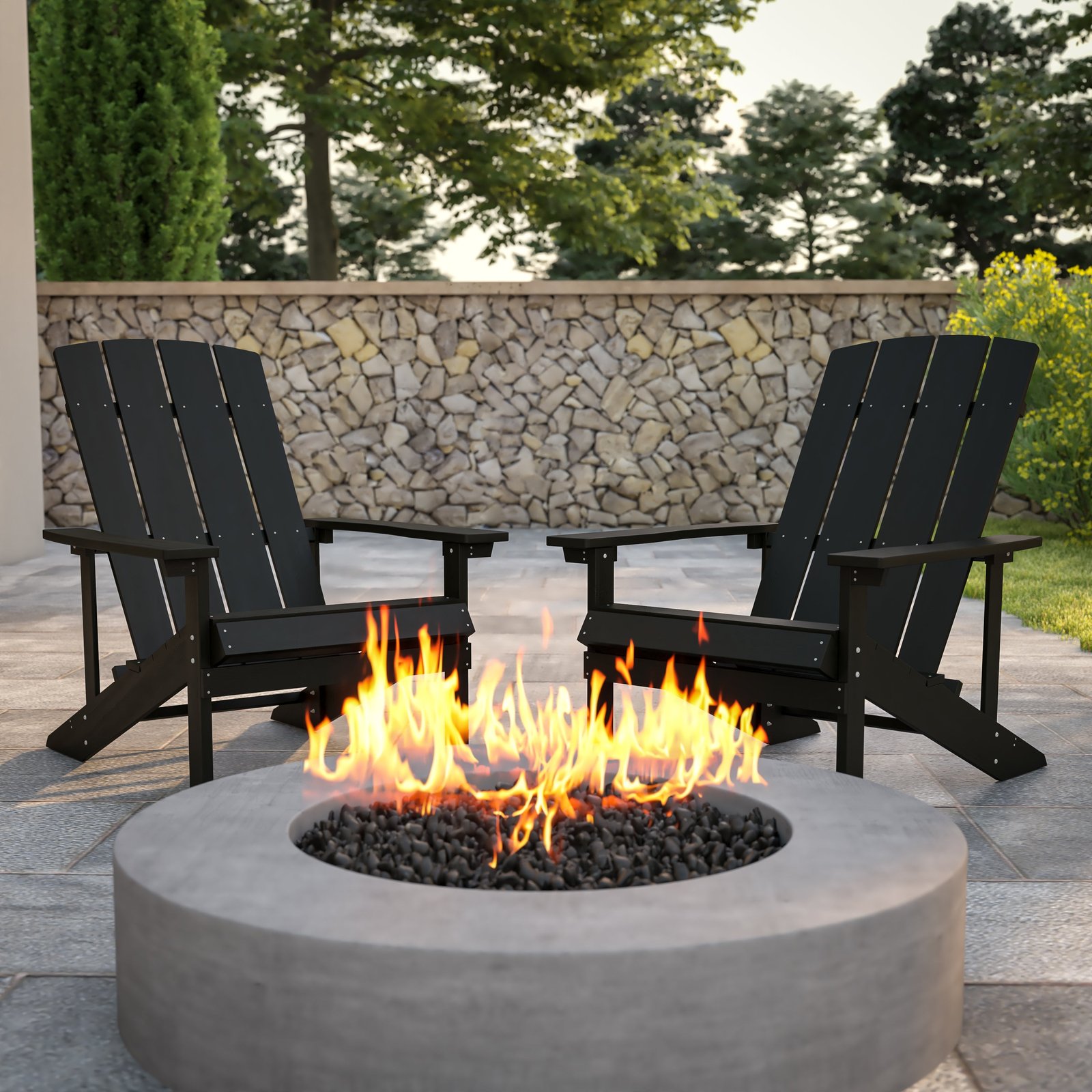 2 Pack Outdoor All-Weather Poly Resin Wood Adirondack Chairs