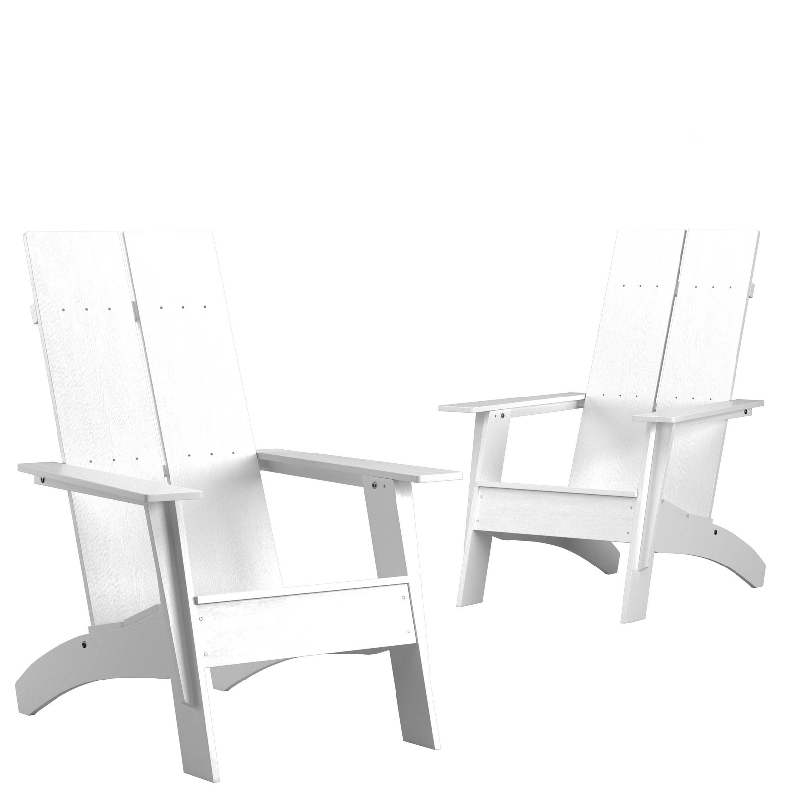Set of 2 Modern Dual Slat Back Indoor/Outdoor Adirondack Style Chairs