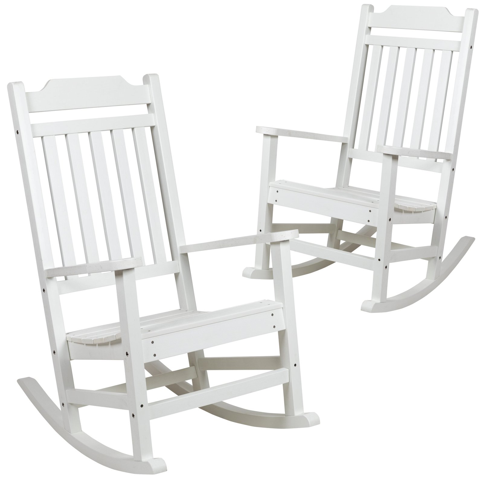 Set of 2 All-Weather Poly Resin Faux Wood Rocking Chairs for Porch &Patio
