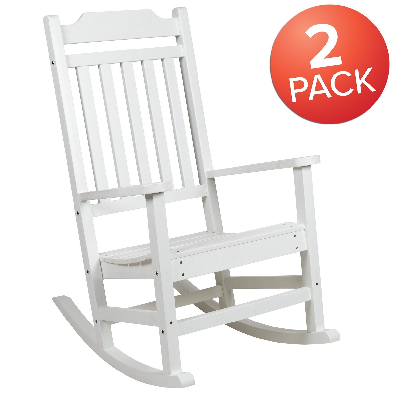 Set of 2 All-Weather Poly Resin Faux Wood Rocking Chairs for Porch &Patio