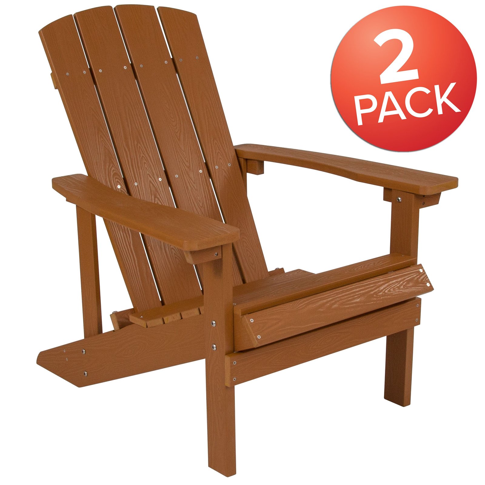 2 Pack Outdoor All-Weather Poly Resin Wood Adirondack Chairs
