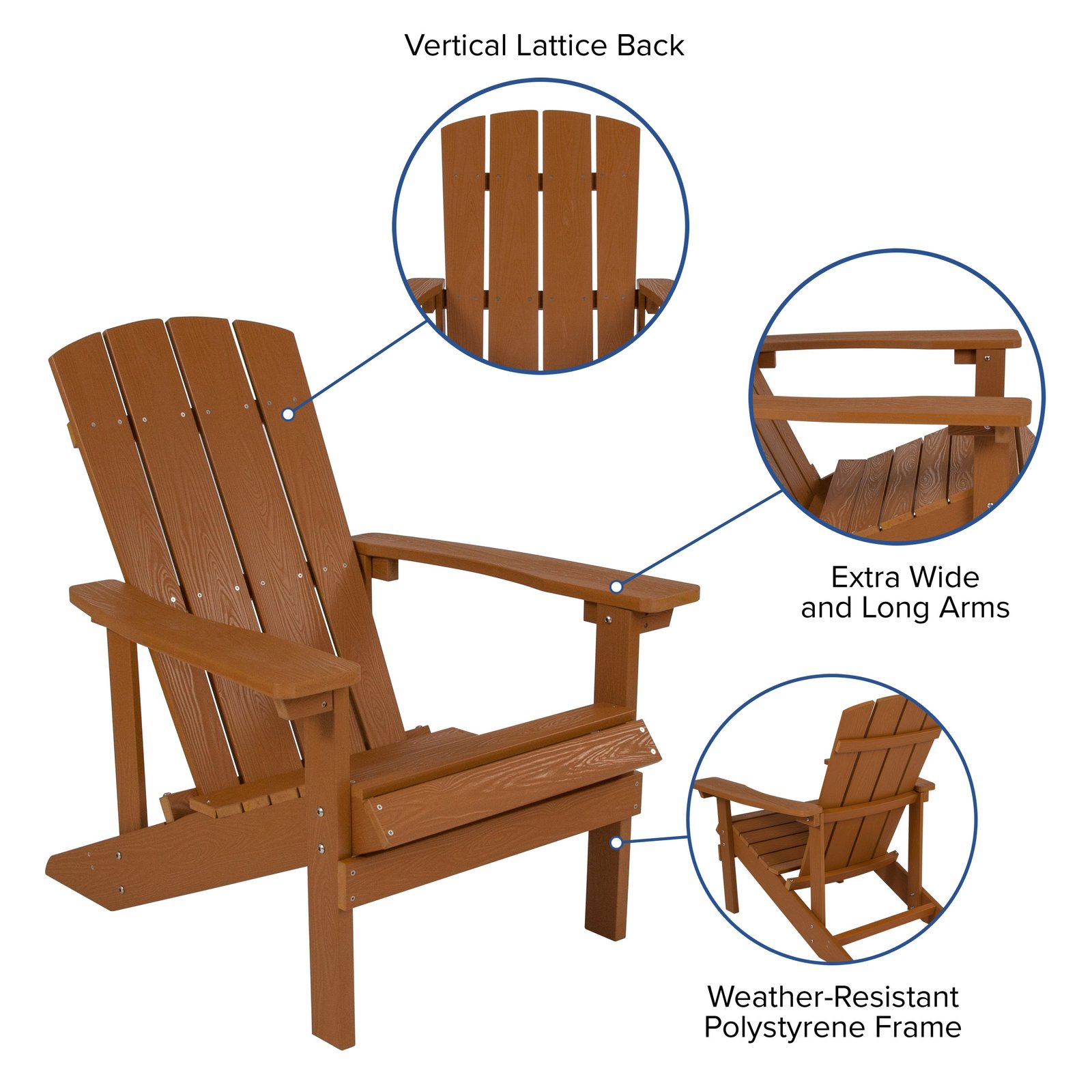 2 Pack Outdoor All-Weather Poly Resin Wood Adirondack Chairs