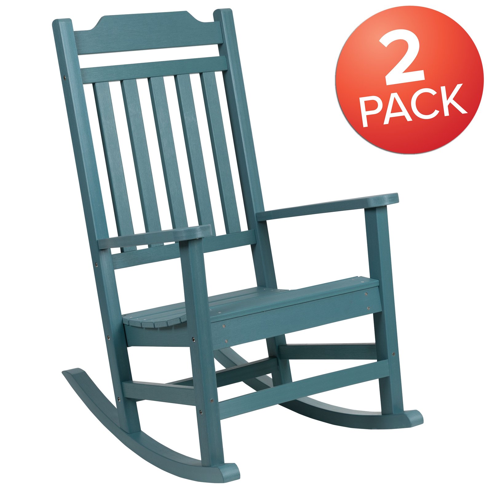 Set of 2 All-Weather Poly Resin Faux Wood Rocking Chairs for Porch &Patio