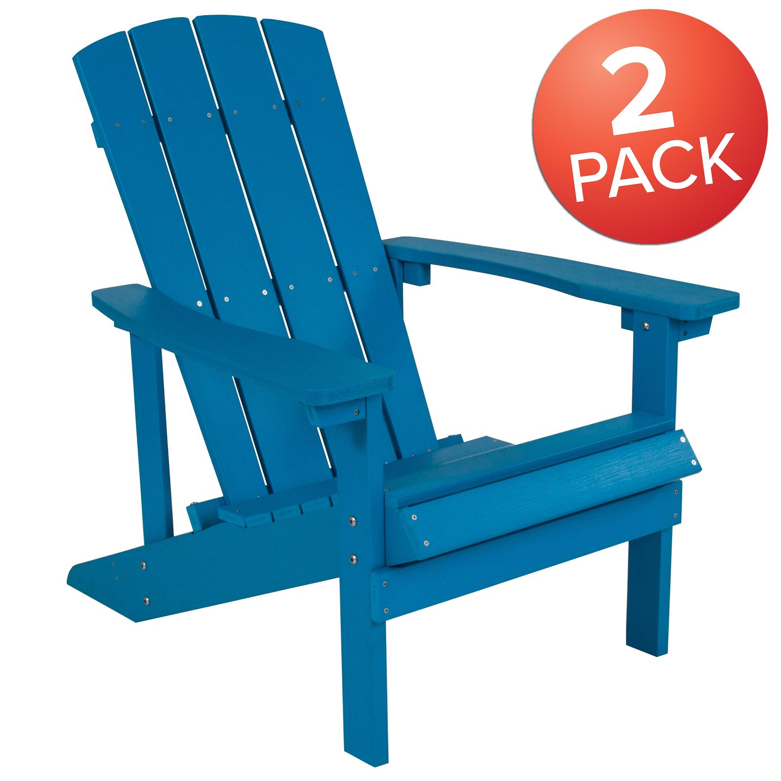 2 Pack Outdoor All-Weather Poly Resin Wood Adirondack Chairs