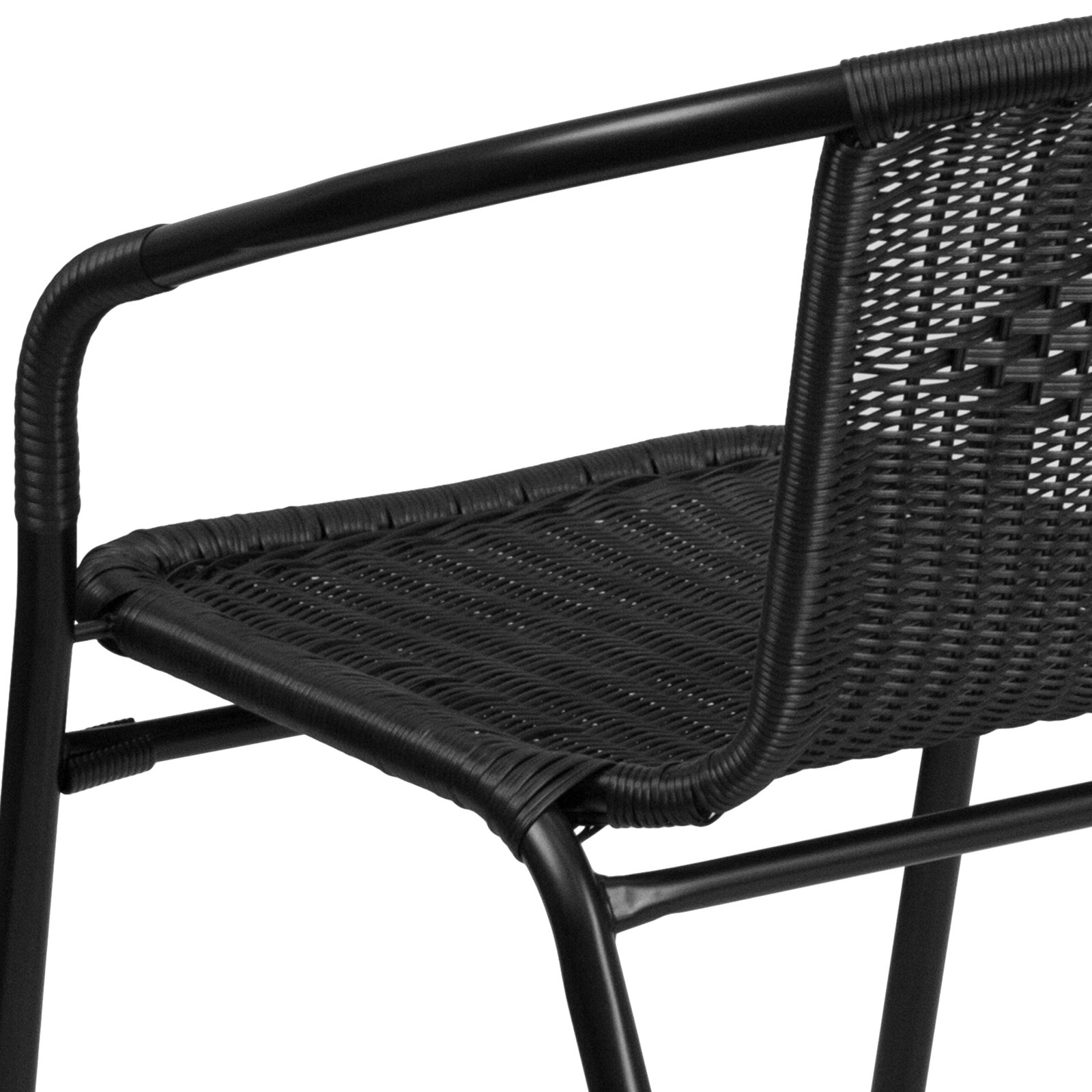 2 Pack Rattan Indoor-Outdoor Restaurant Stack Chair with Curved Back