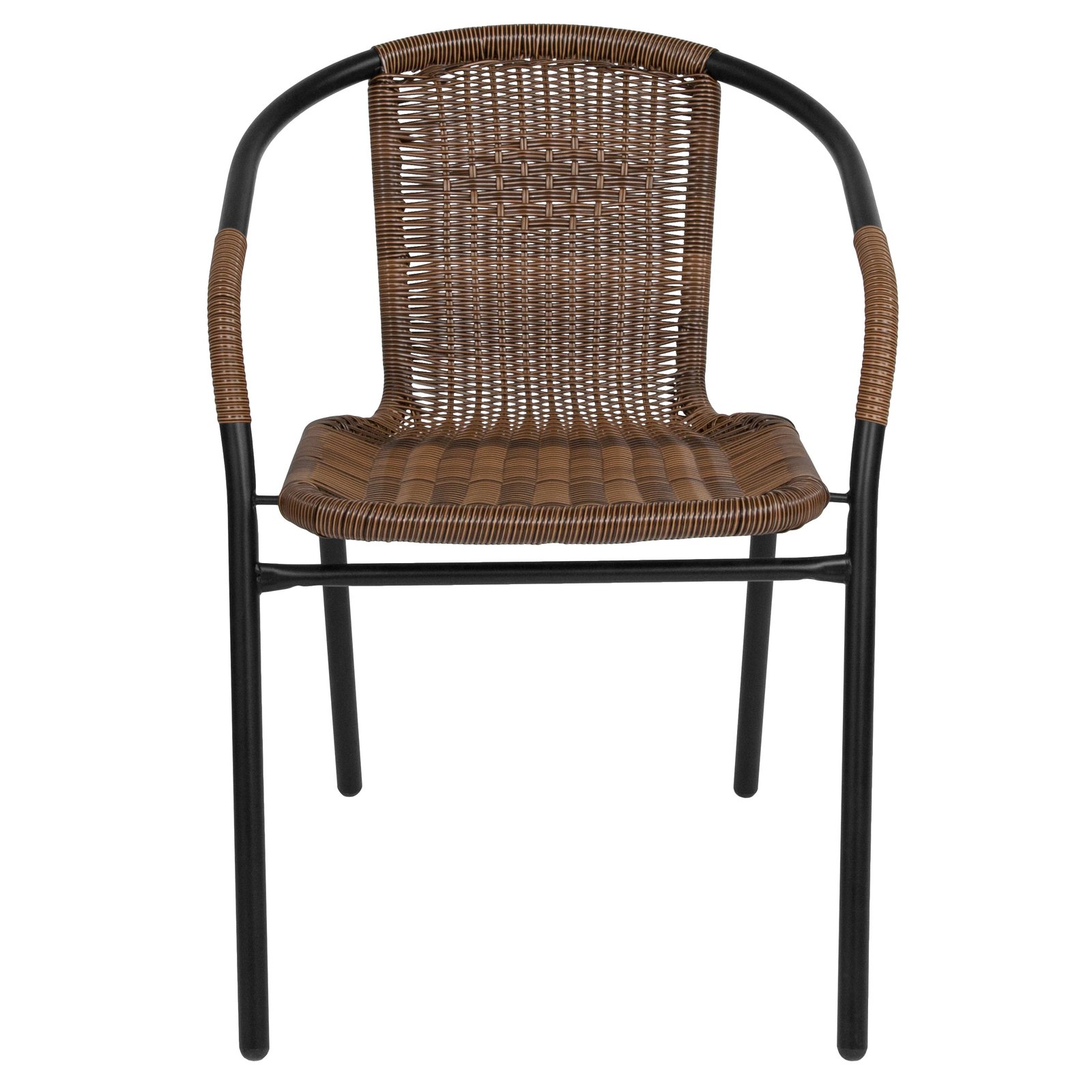 2 Pack Rattan Indoor-Outdoor Restaurant Stack Chair with Curved Back
