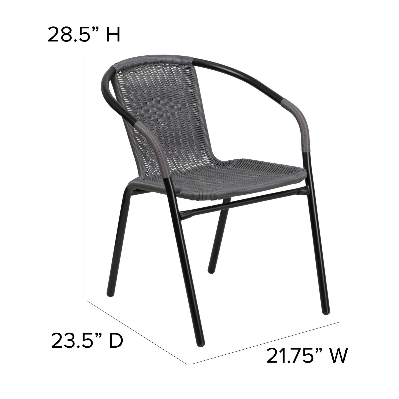 2 Pack Rattan Indoor-Outdoor Restaurant Stack Chair with Curved Back
