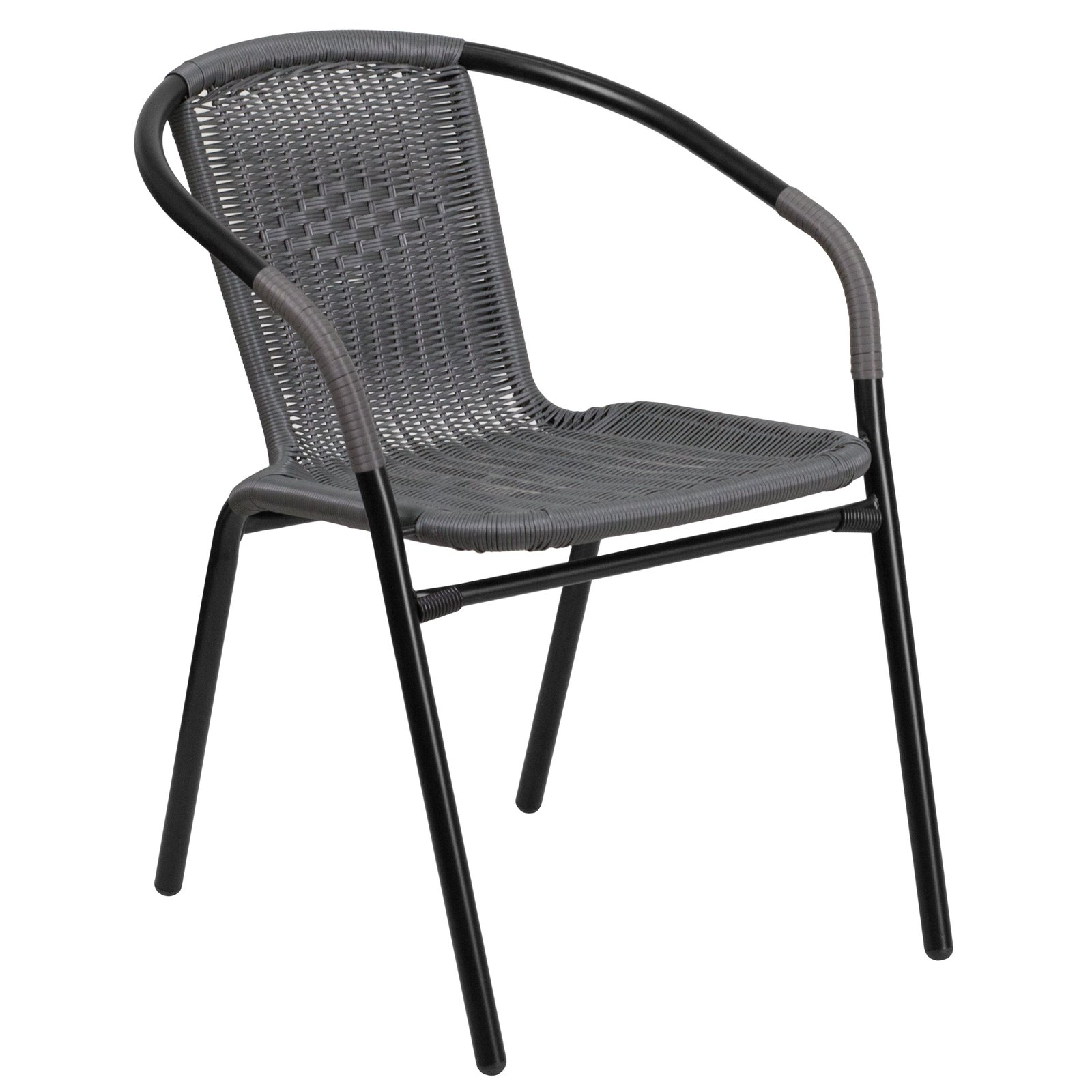 2 Pack Rattan Indoor-Outdoor Restaurant Stack Chair with Curved Back