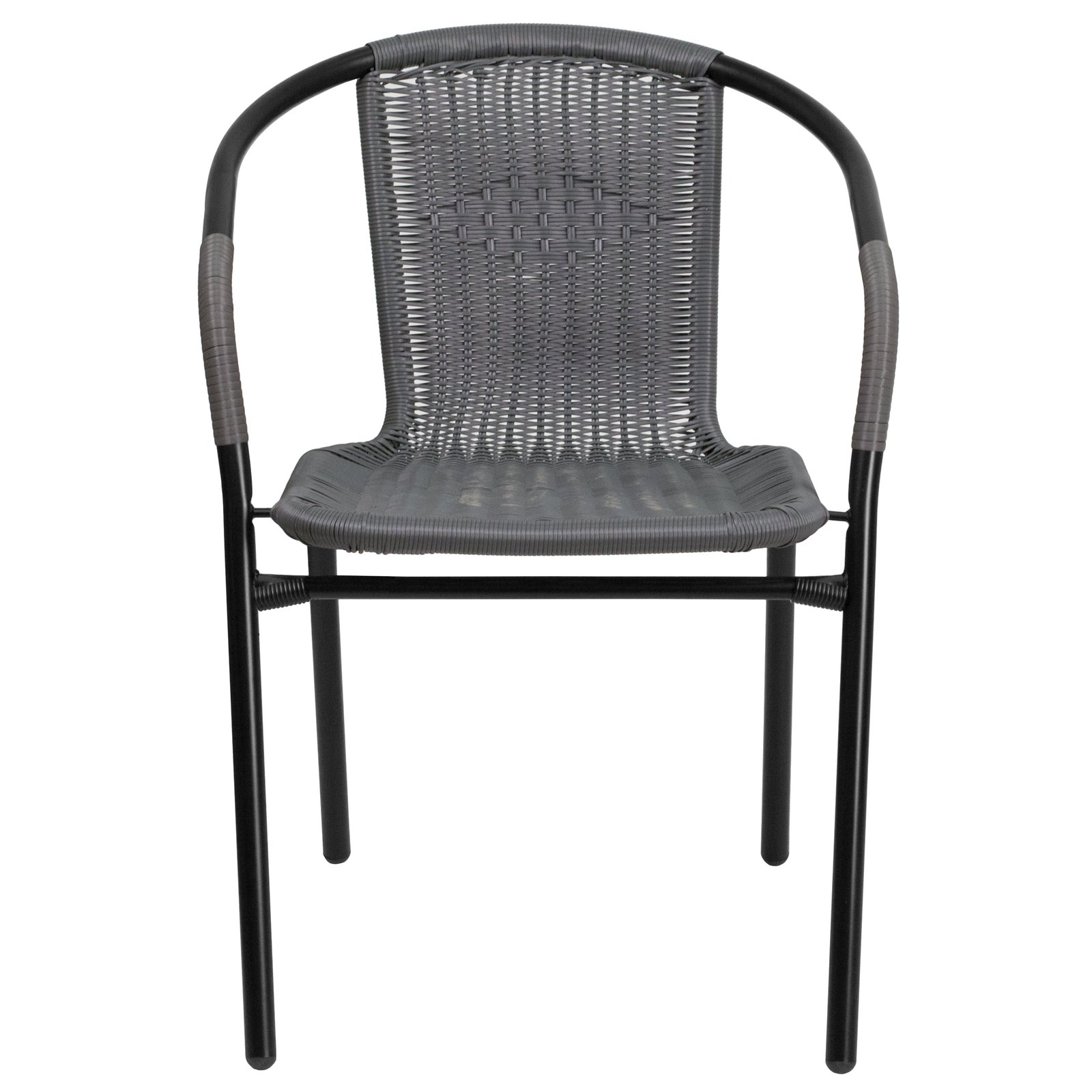 2 Pack Rattan Indoor-Outdoor Restaurant Stack Chair with Curved Back