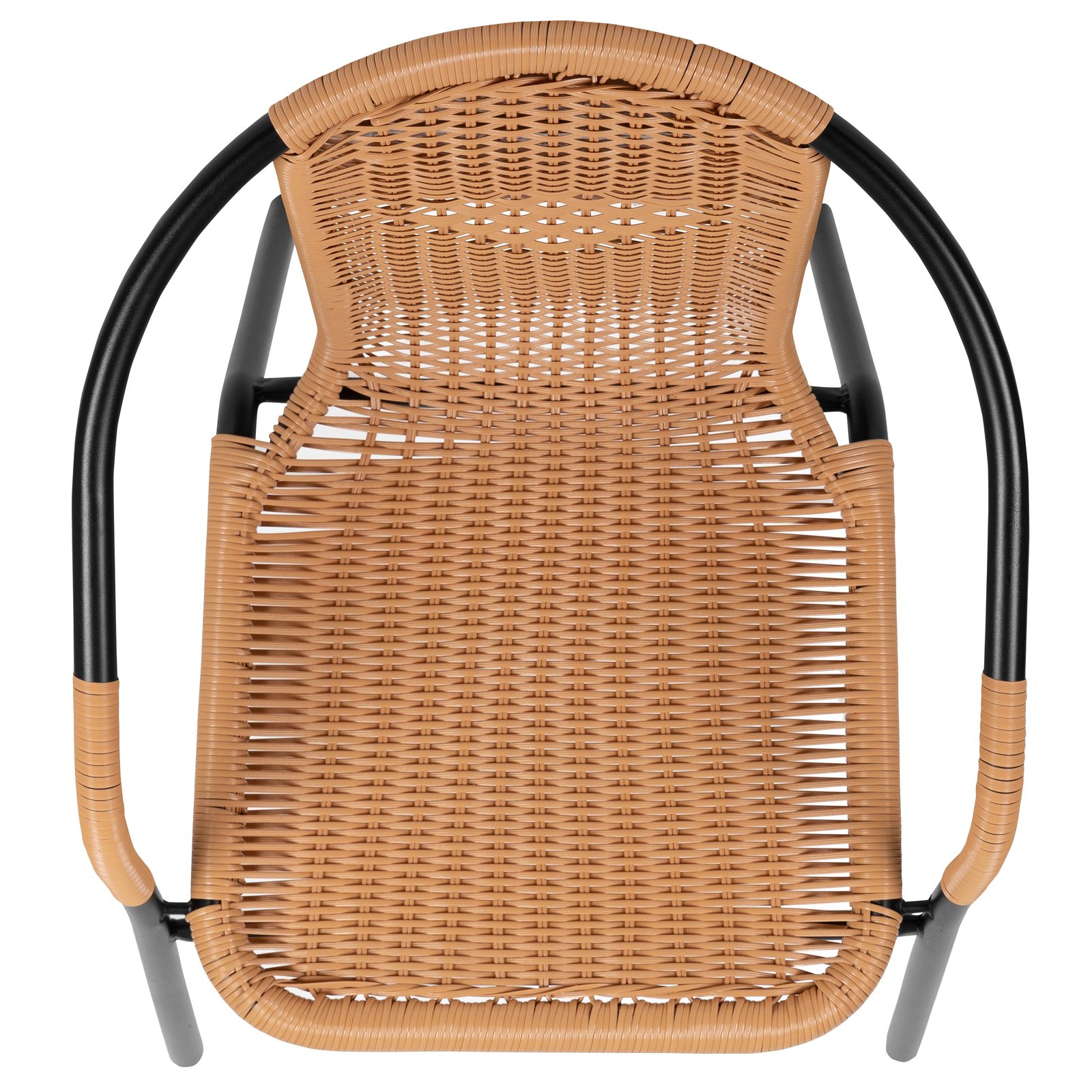 2 Pack Rattan Indoor-Outdoor Restaurant Stack Chair with Curved Back