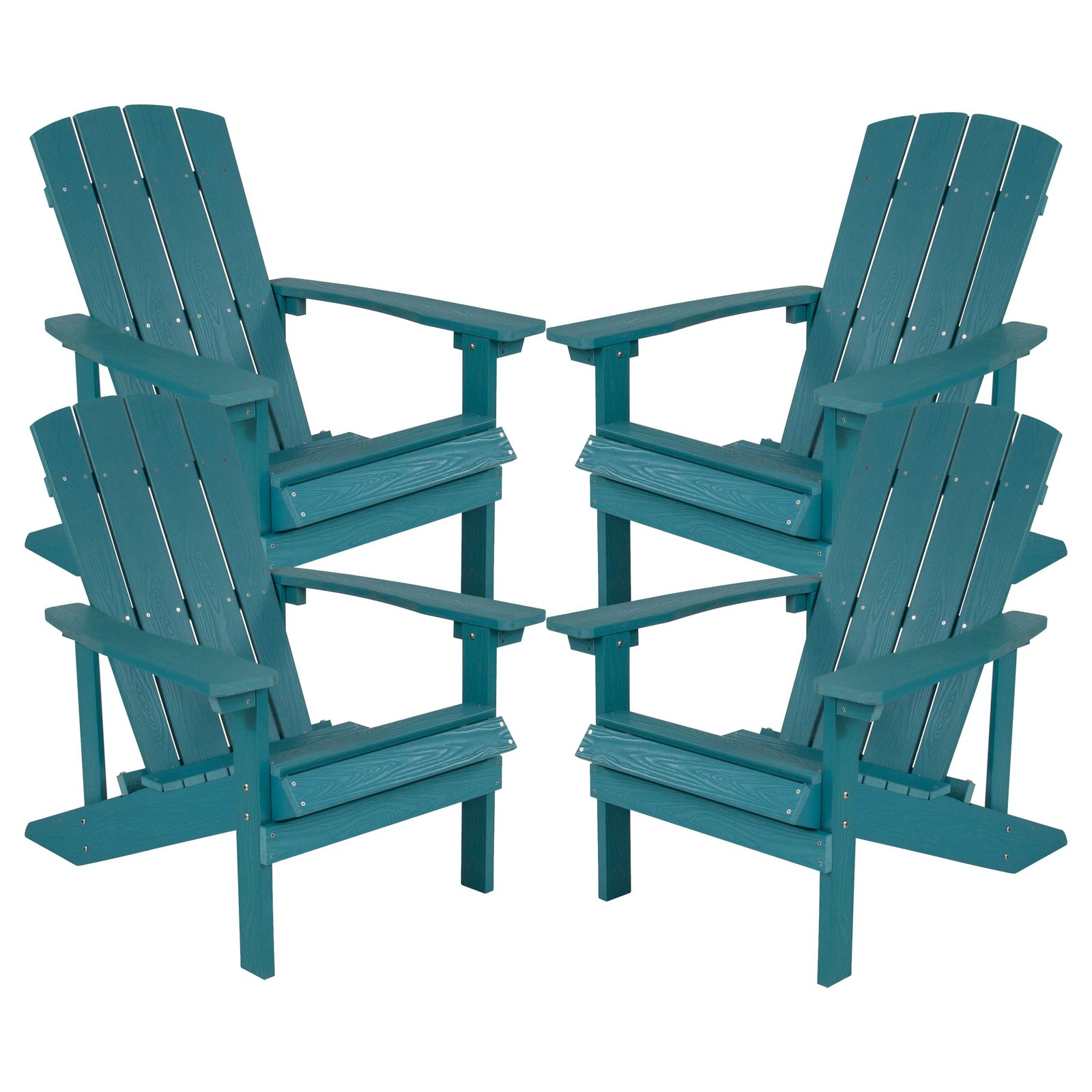 4 Pack Outdoor All-Weather Poly Resin Wood Adirondack Chairs