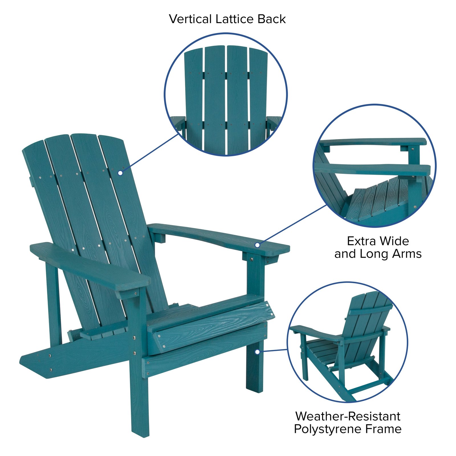 4 Pack Outdoor All-Weather Poly Resin Wood Adirondack Chairs