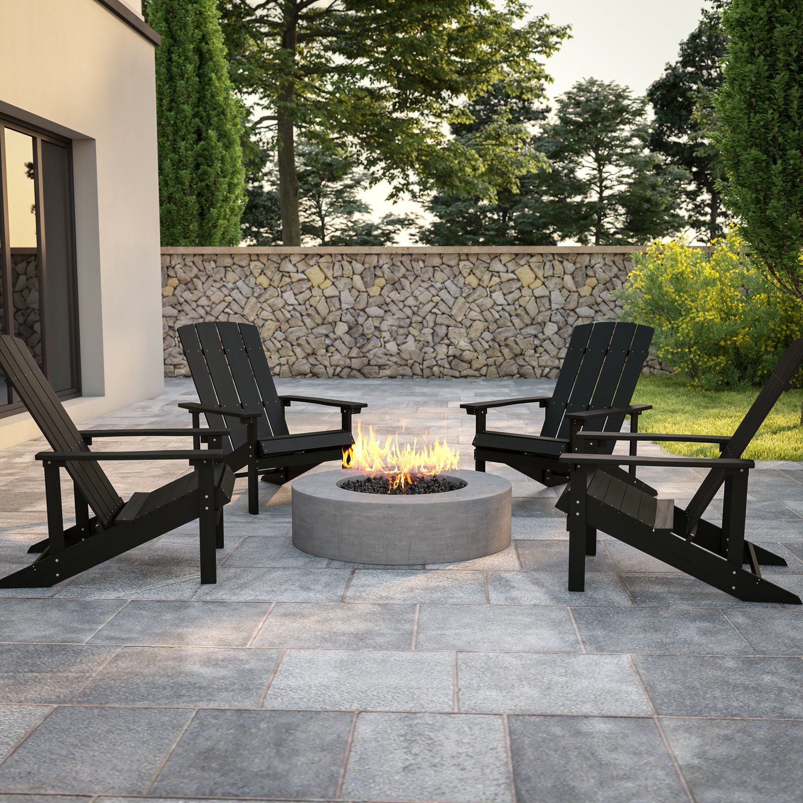 4 Pack Outdoor All-Weather Poly Resin Wood Adirondack Chairs