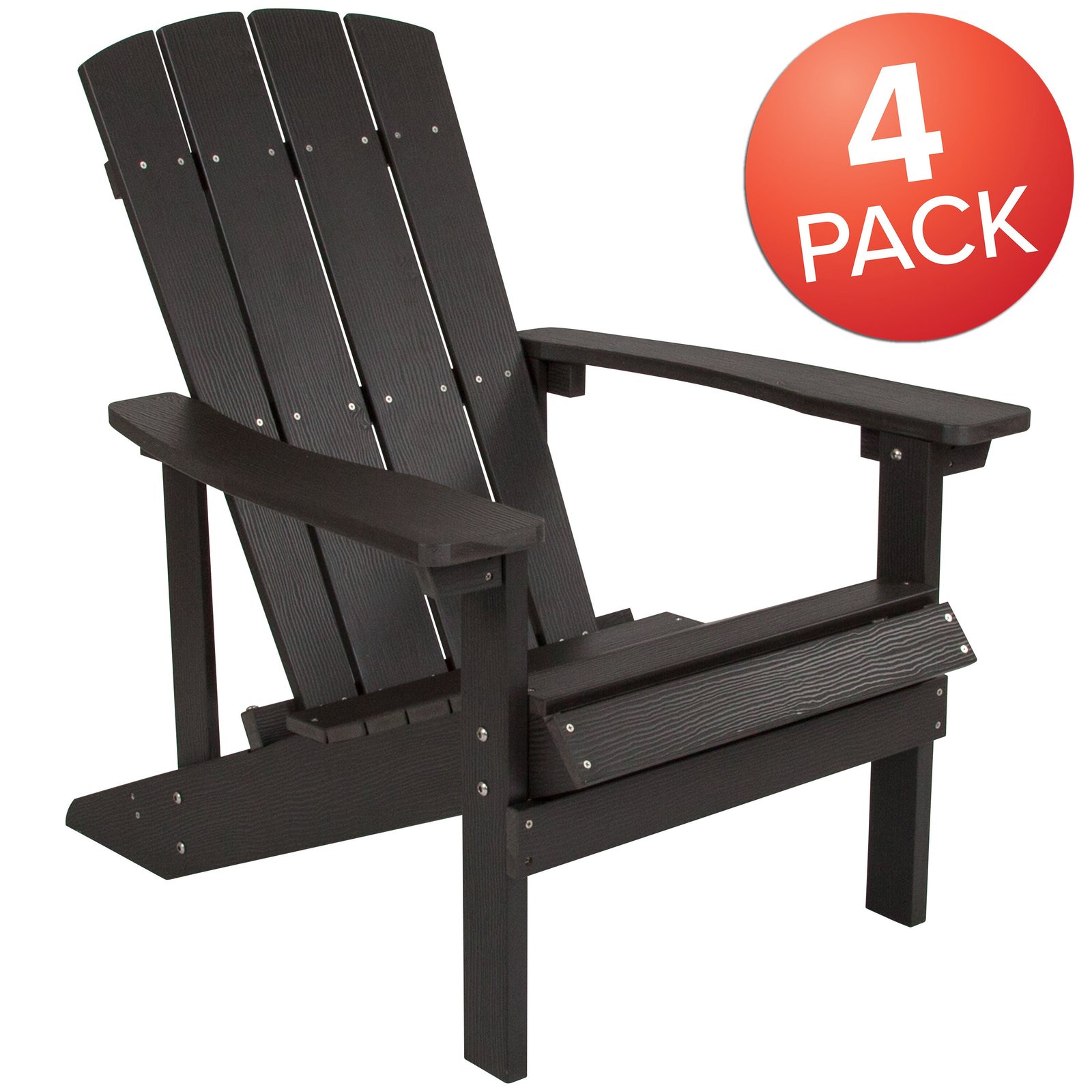 4 Pack Outdoor All-Weather Poly Resin Wood Adirondack Chairs