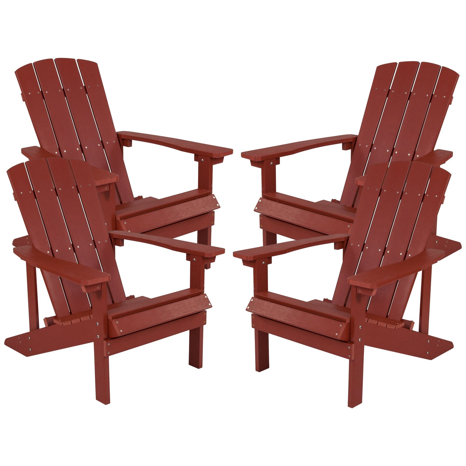 4 Pack Outdoor All-Weather Poly Resin Wood Adirondack Chairs