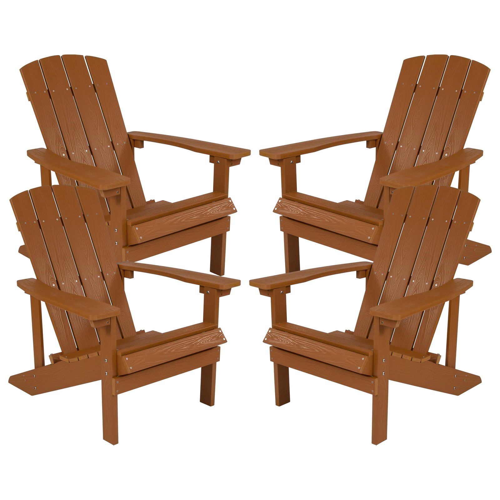 4 Pack Outdoor All-Weather Poly Resin Wood Adirondack Chairs