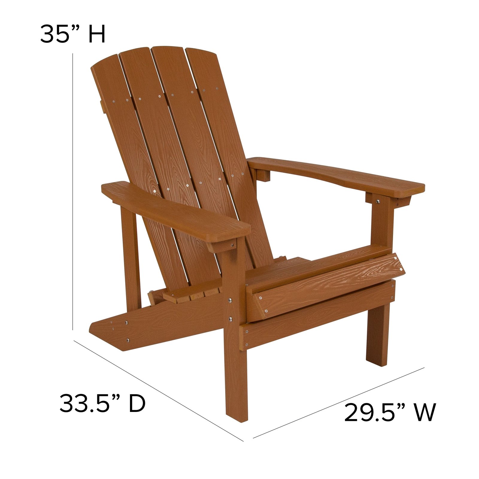4 Pack Outdoor All-Weather Poly Resin Wood Adirondack Chairs