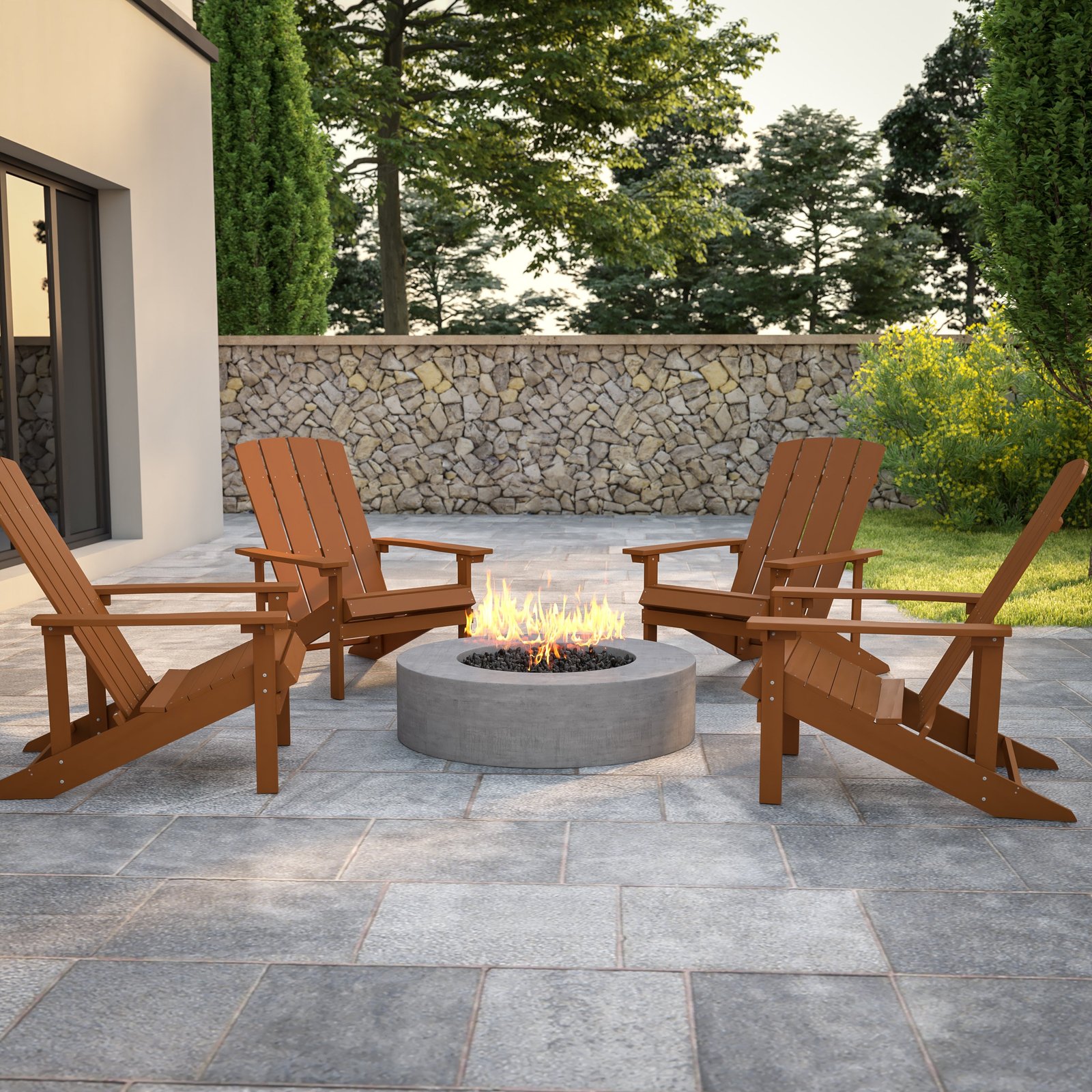 4 Pack Outdoor All-Weather Poly Resin Wood Adirondack Chairs