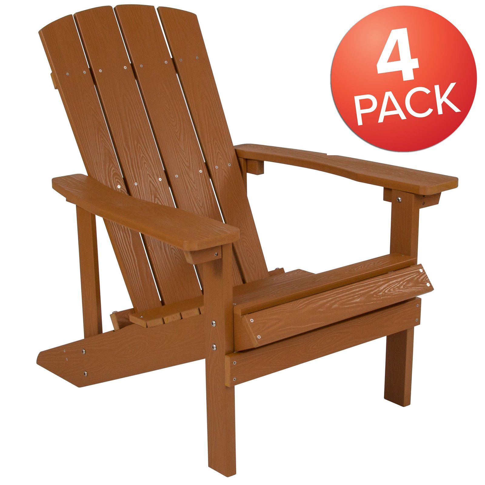 4 Pack Outdoor All-Weather Poly Resin Wood Adirondack Chairs