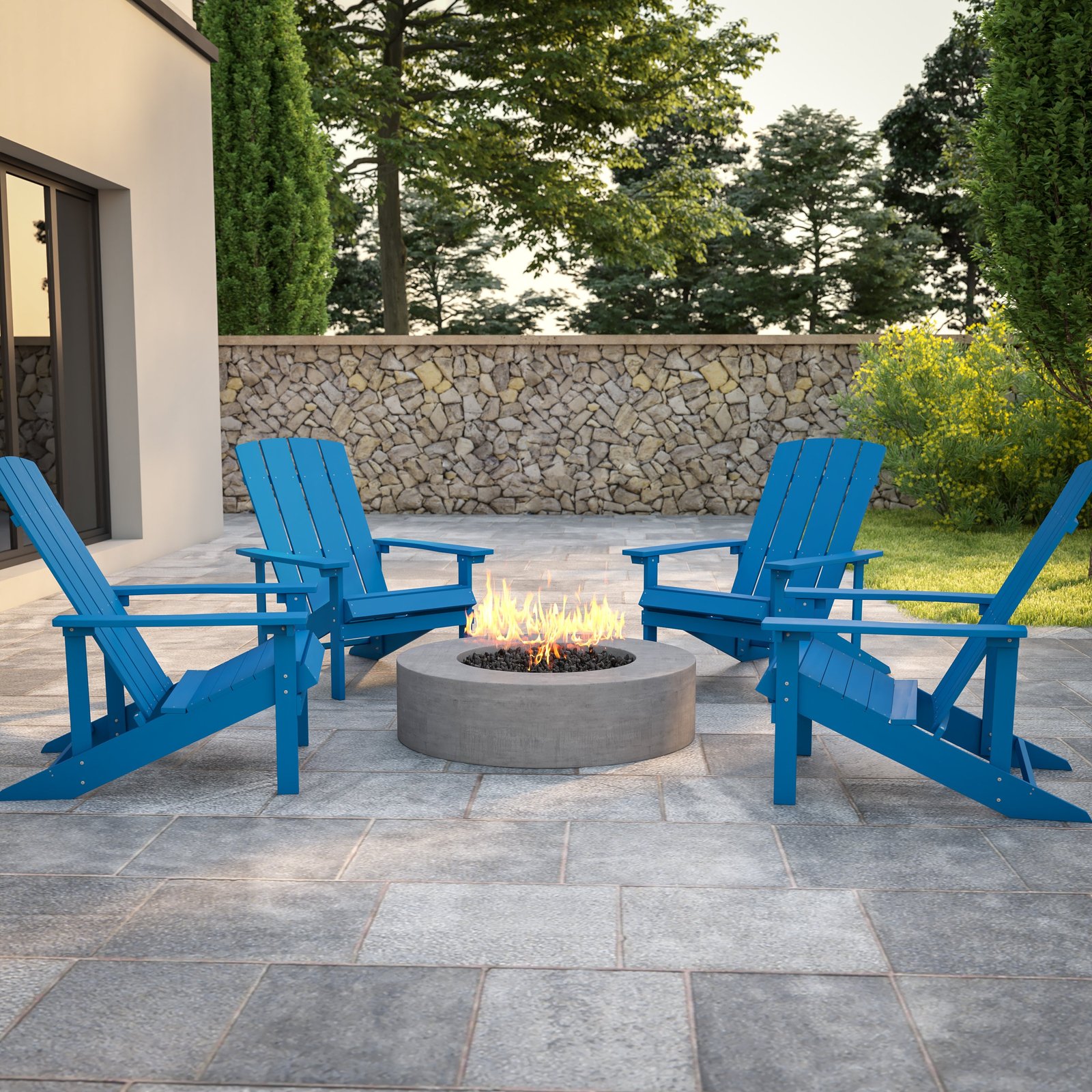 4 Pack Outdoor All-Weather Poly Resin Wood Adirondack Chairs