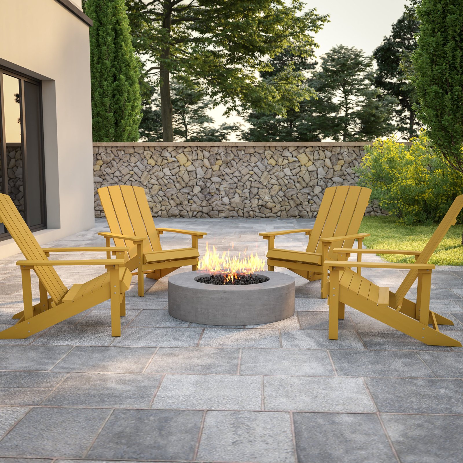 4 Pack Outdoor All-Weather Poly Resin Wood Adirondack Chairs