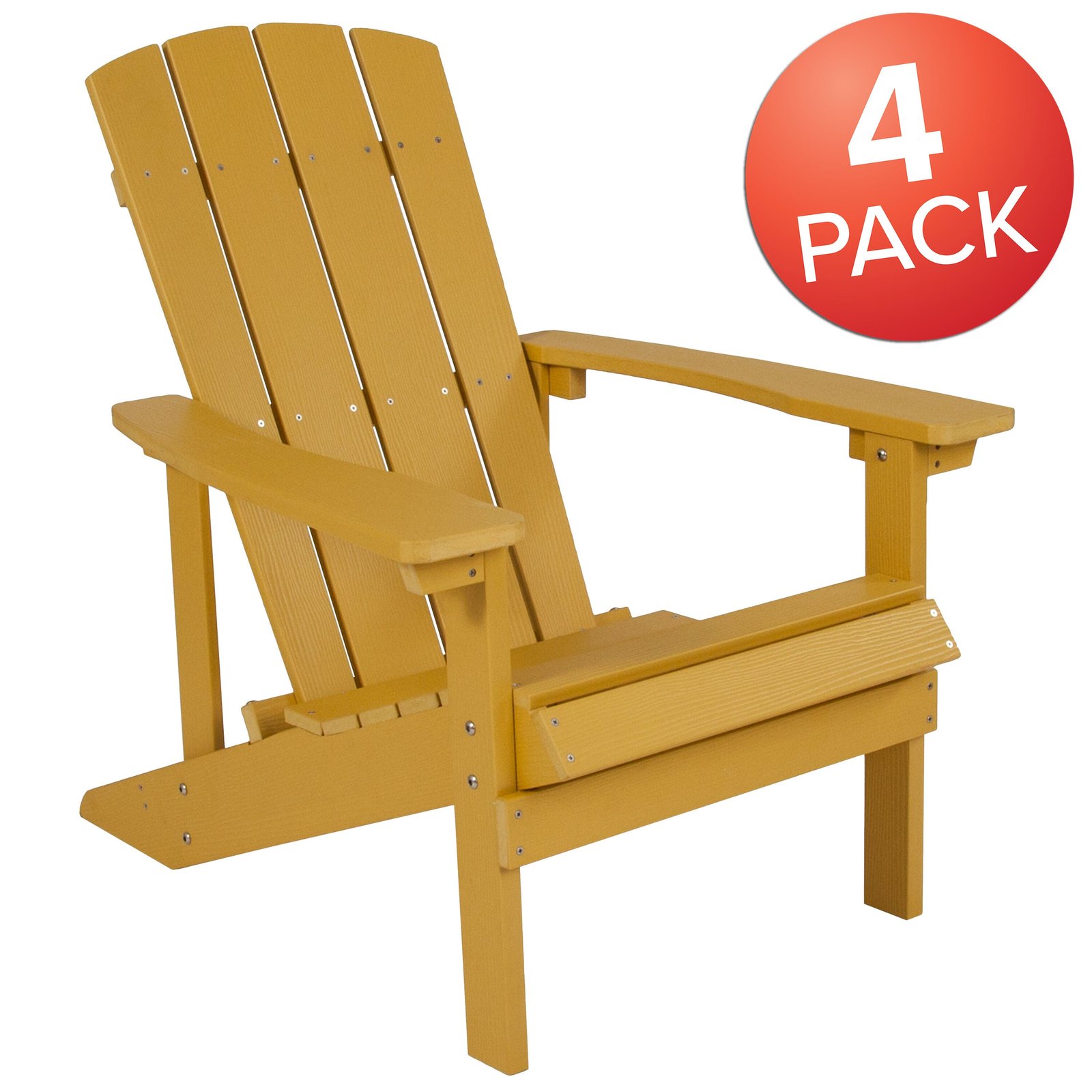 4 Pack Outdoor All-Weather Poly Resin Wood Adirondack Chairs