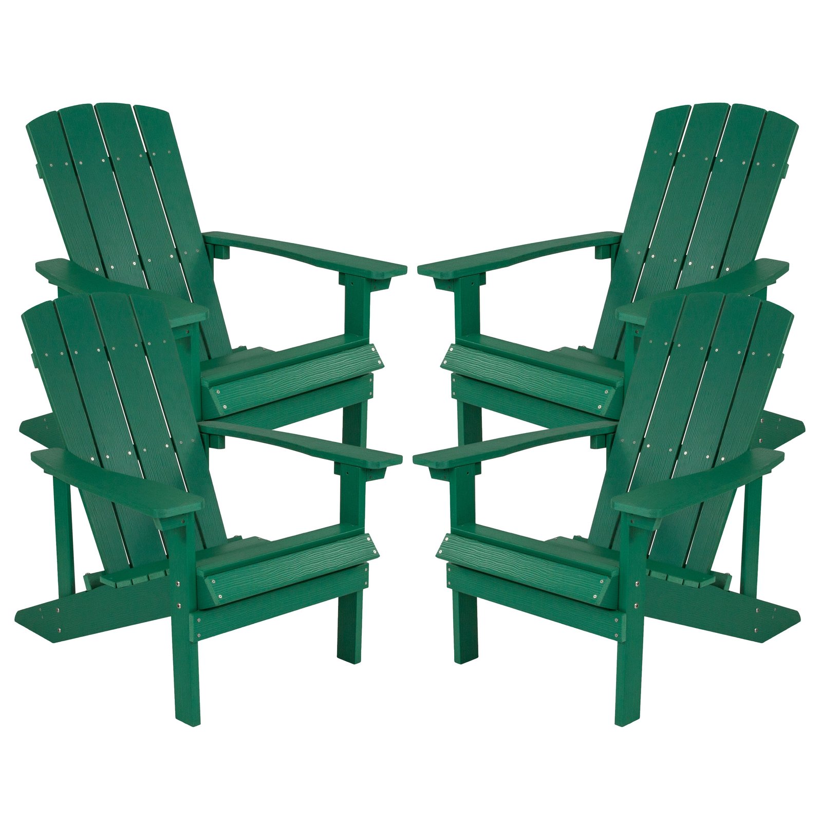 4 Pack Outdoor All-Weather Poly Resin Wood Adirondack Chairs