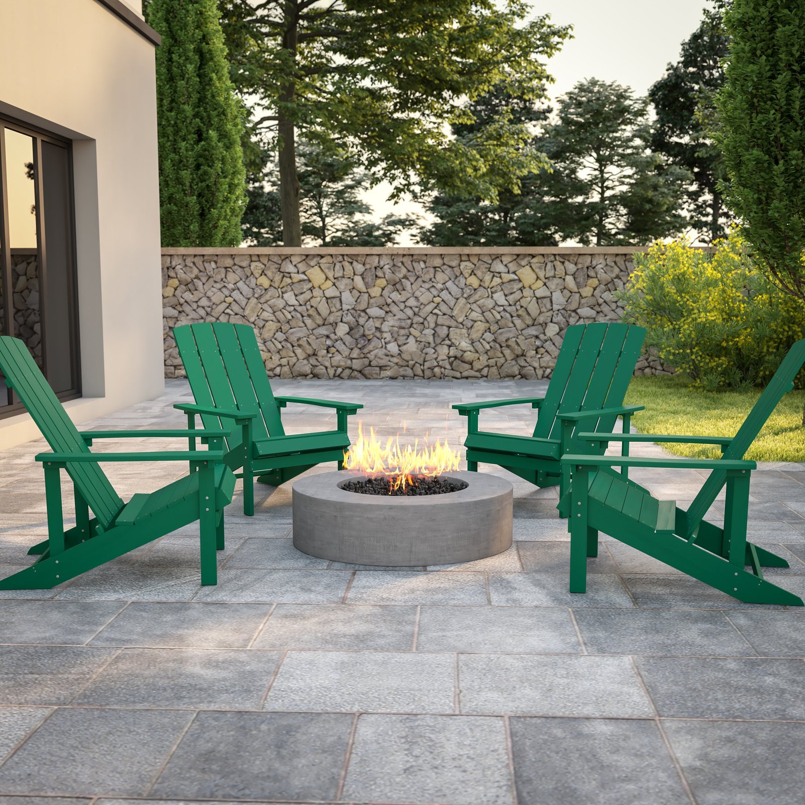 4 Pack Outdoor All-Weather Poly Resin Wood Adirondack Chairs