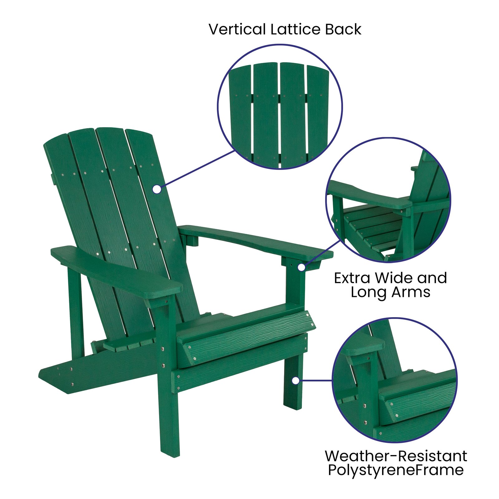 4 Pack Outdoor All-Weather Poly Resin Wood Adirondack Chairs