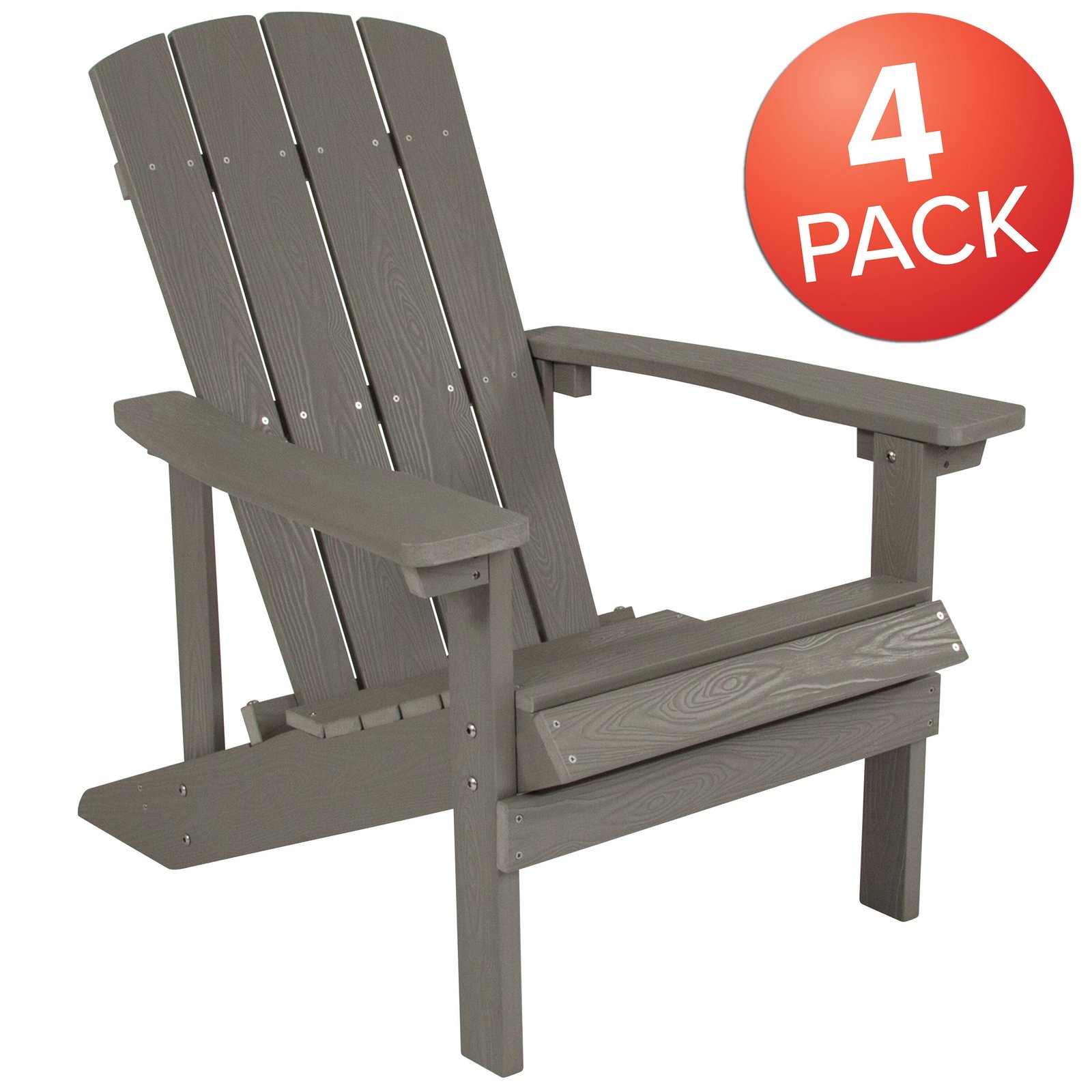 4 Pack Outdoor All-Weather Poly Resin Wood Adirondack Chairs