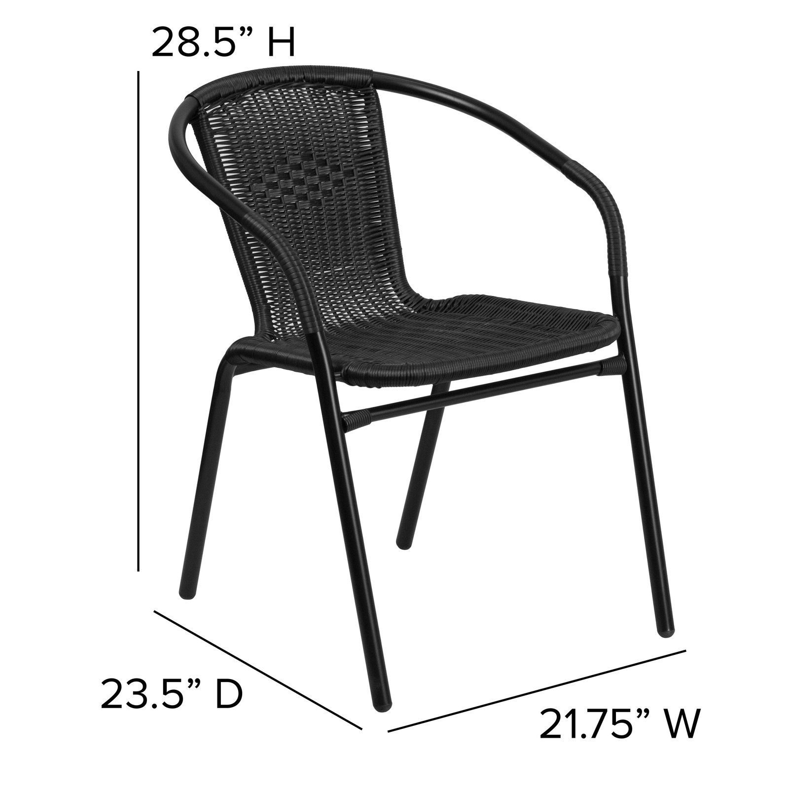 4 Pack Rattan Indoor-Outdoor Restaurant Stack Chair with Curved Back