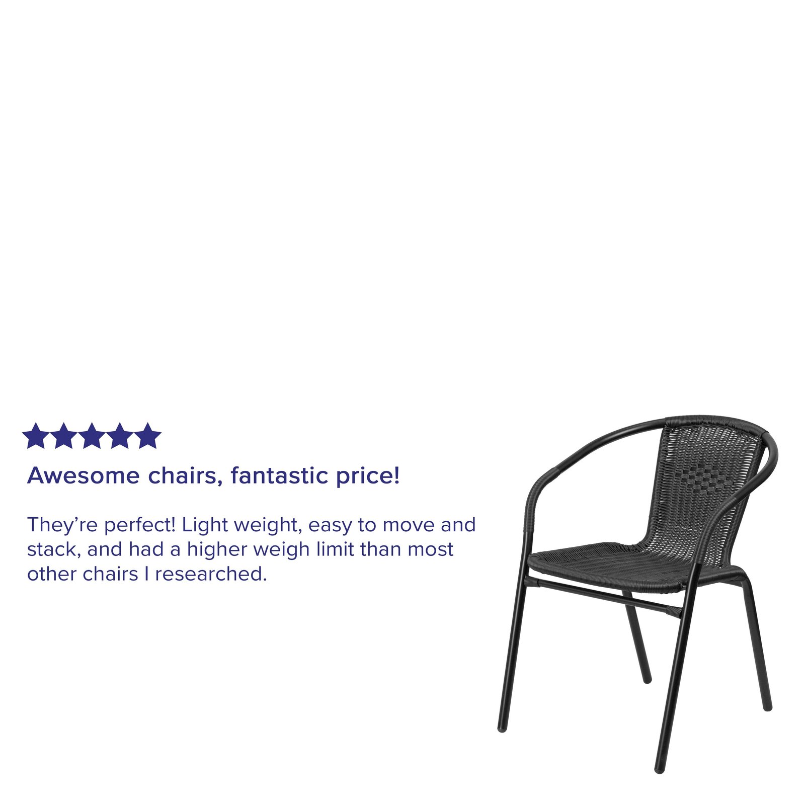 4 Pack Rattan Indoor-Outdoor Restaurant Stack Chair with Curved Back