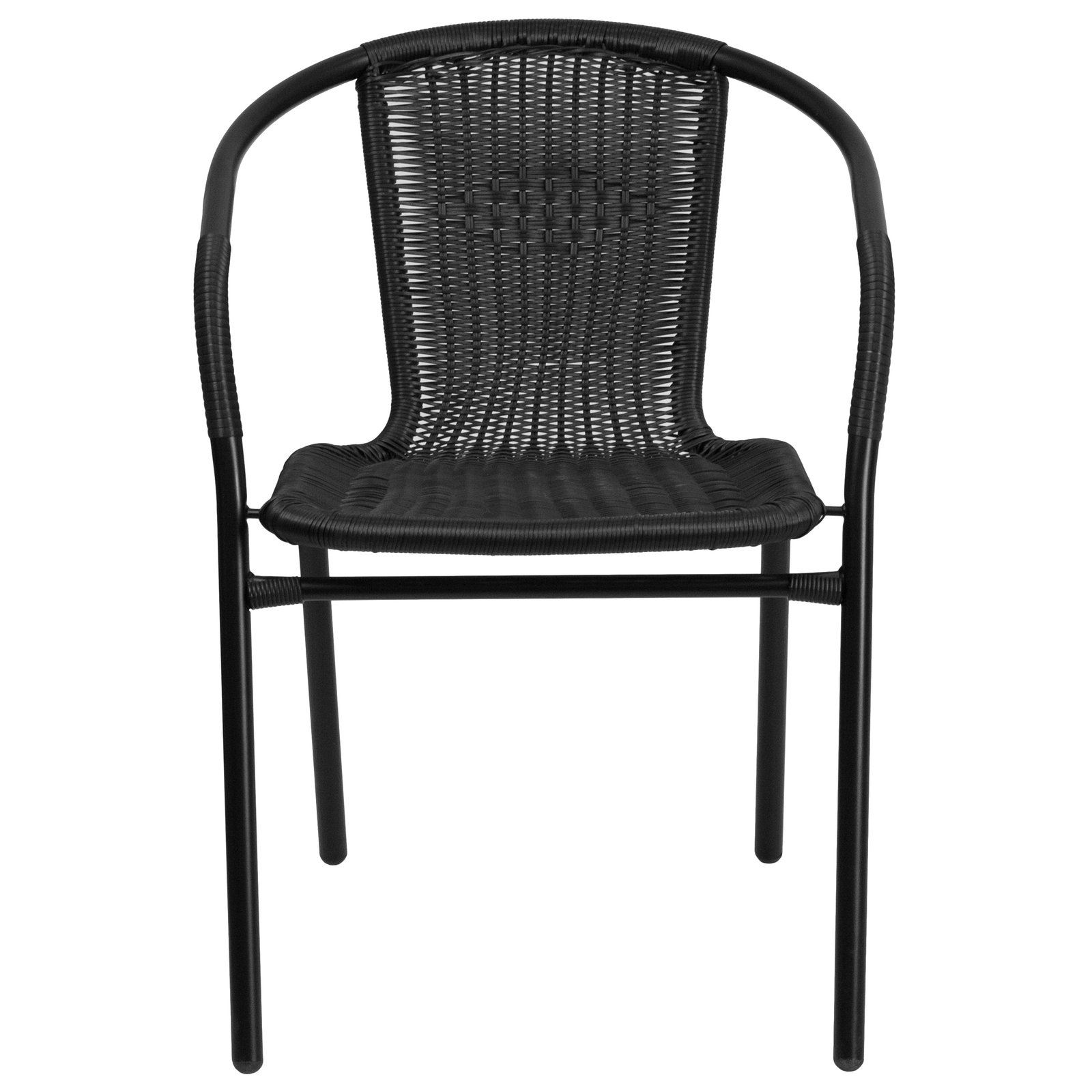 4 Pack Rattan Indoor-Outdoor Restaurant Stack Chair with Curved Back
