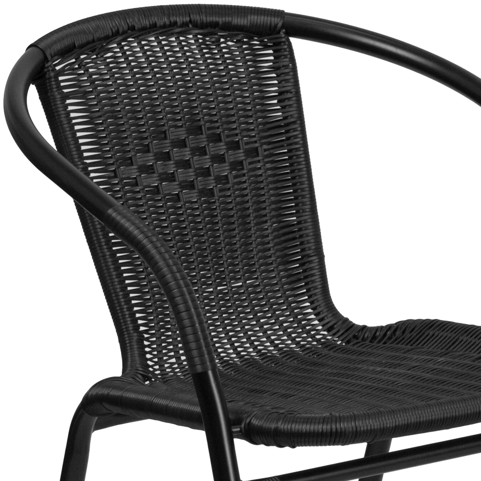4 Pack Rattan Indoor-Outdoor Restaurant Stack Chair with Curved Back