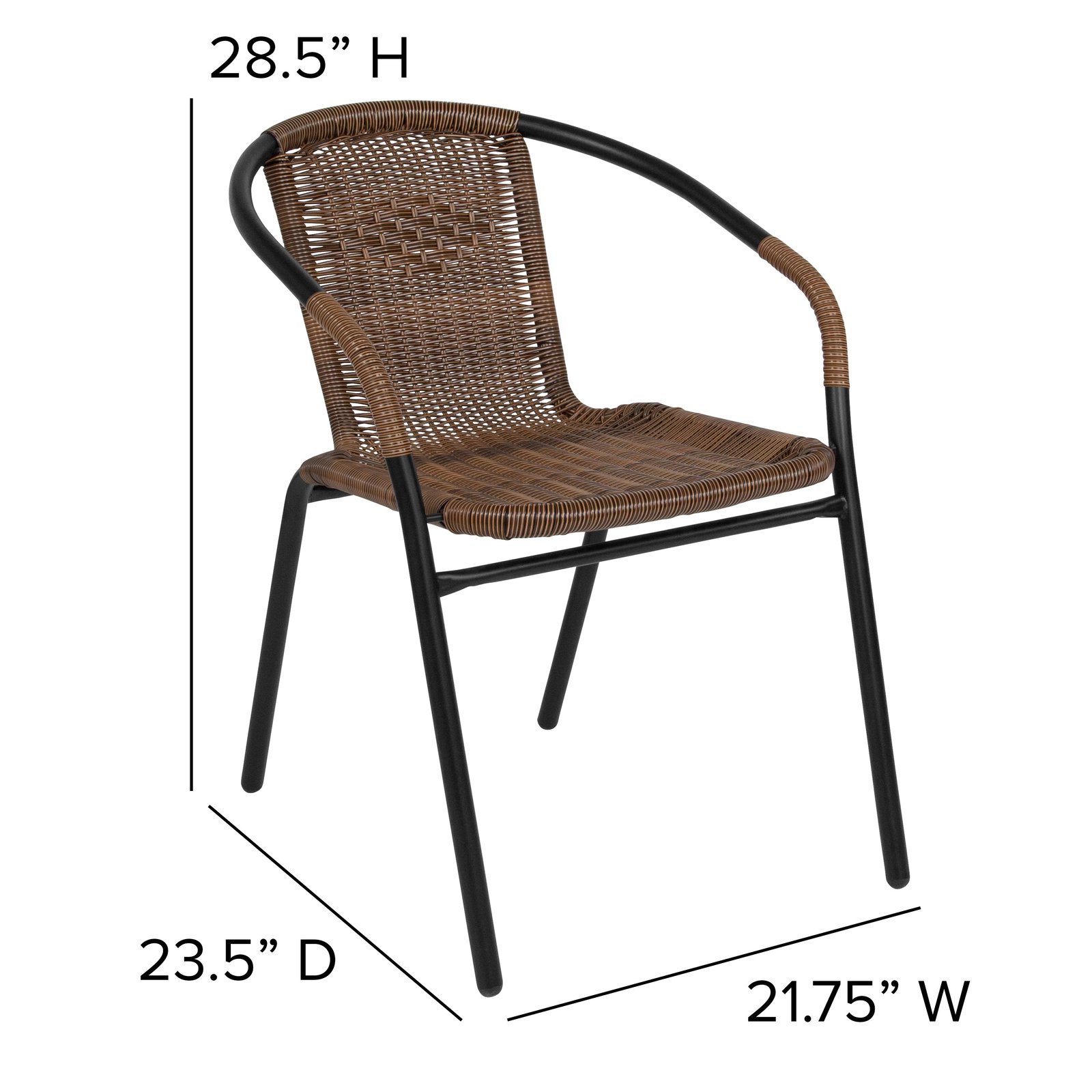 4 Pack Rattan Indoor-Outdoor Restaurant Stack Chair with Curved Back