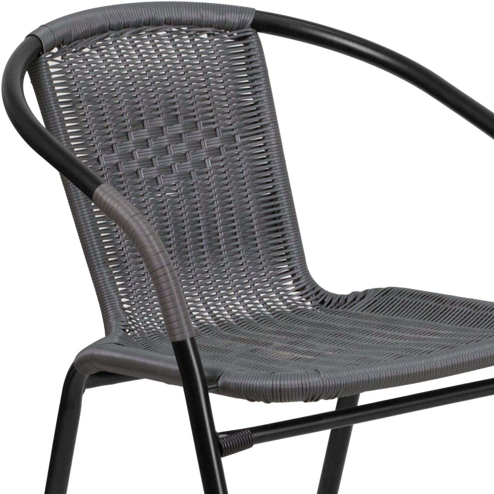 4 Pack Rattan Indoor-Outdoor Restaurant Stack Chair with Curved Back
