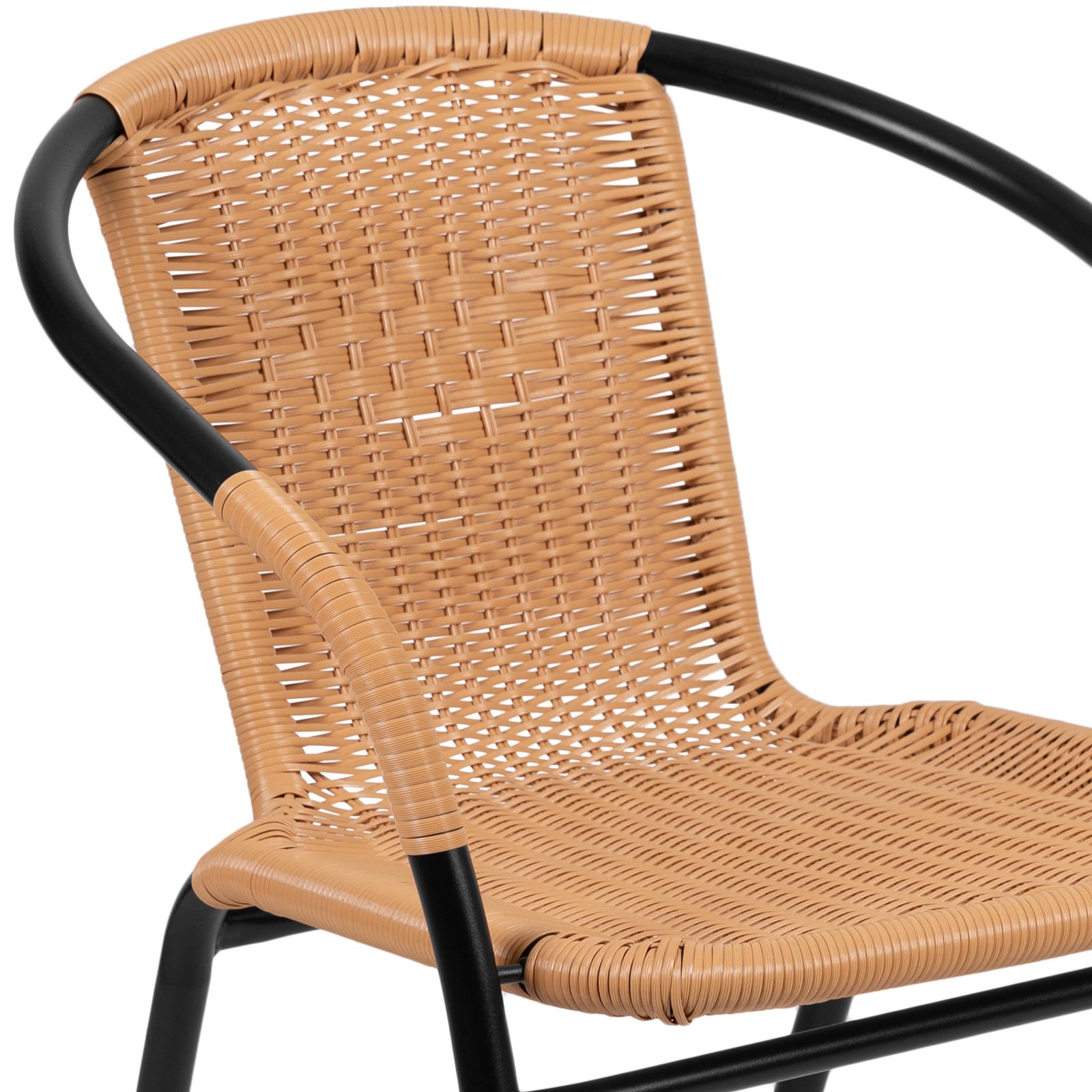 4 Pack Rattan Indoor-Outdoor Restaurant Stack Chair with Curved Back
