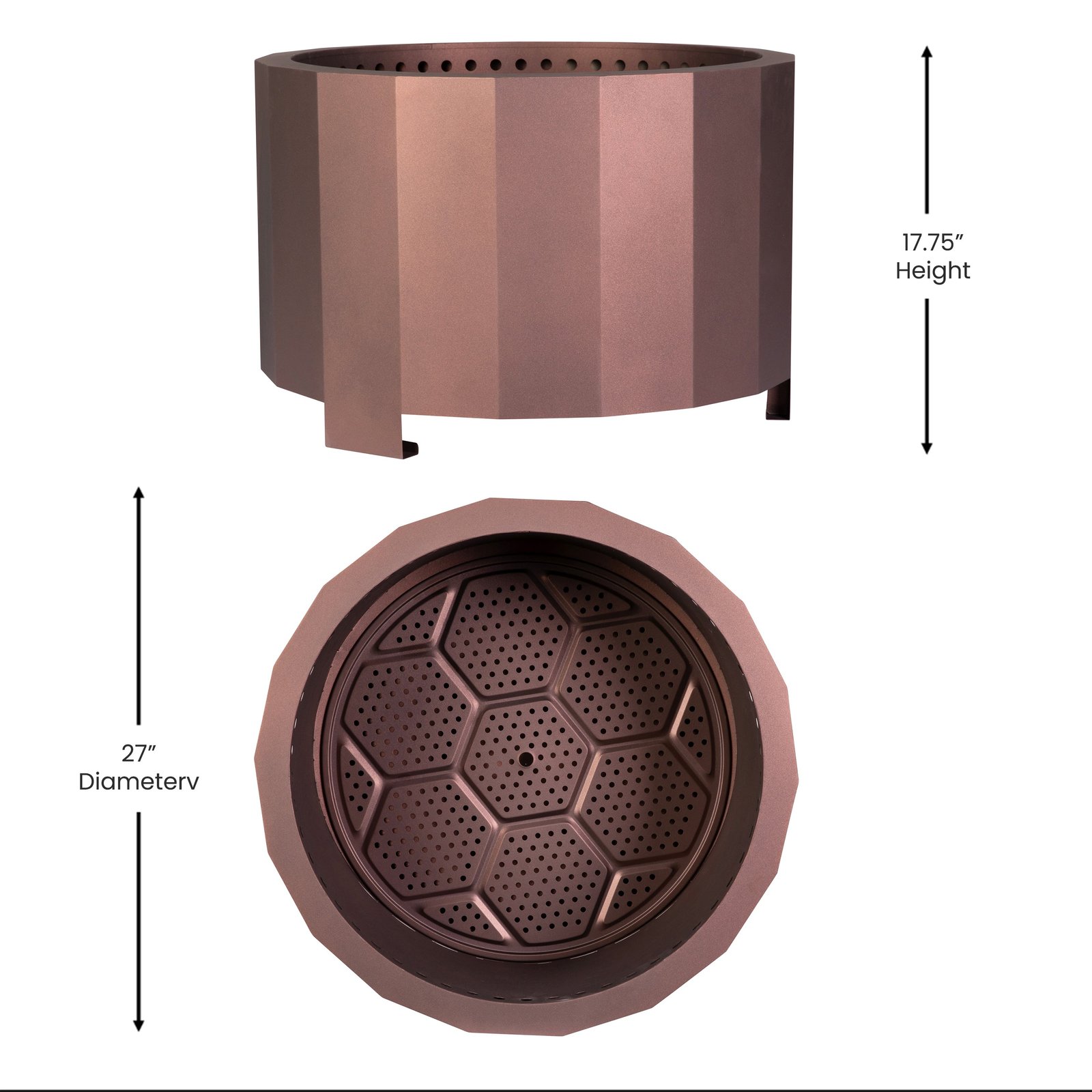 Steel Portable Smokeless Wood Burning Firepit with Waterproof Cover for Outdoor Use