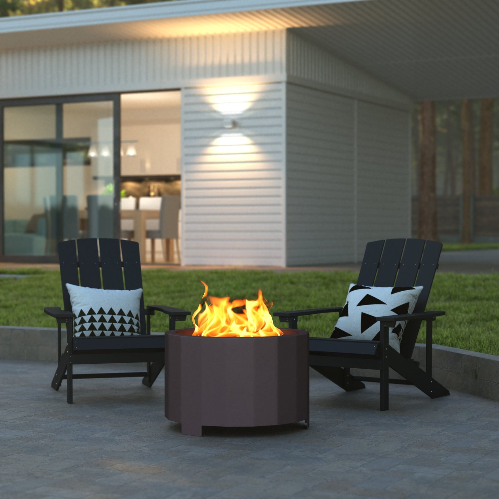 Steel Portable Smokeless Wood Burning Firepit with Waterproof Cover for Outdoor Use