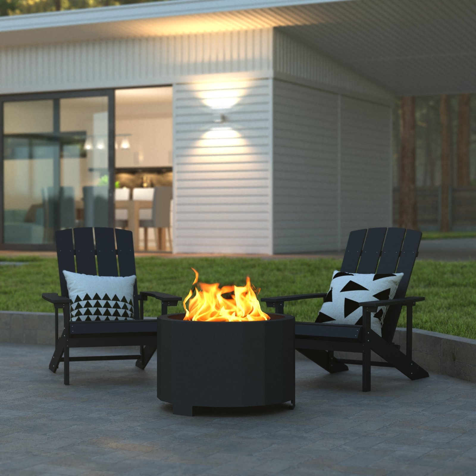 Steel Portable Smokeless Wood Burning Firepit with Waterproof Cover for Outdoor Use
