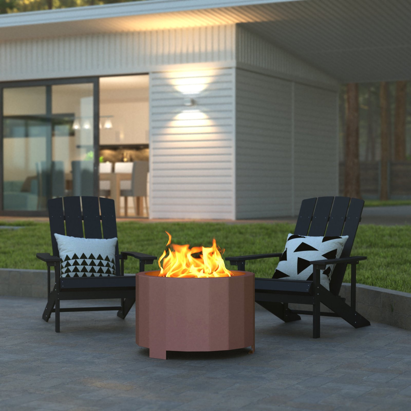 Steel Portable Smokeless Wood Burning Firepit with Waterproof Cover for Outdoor Use