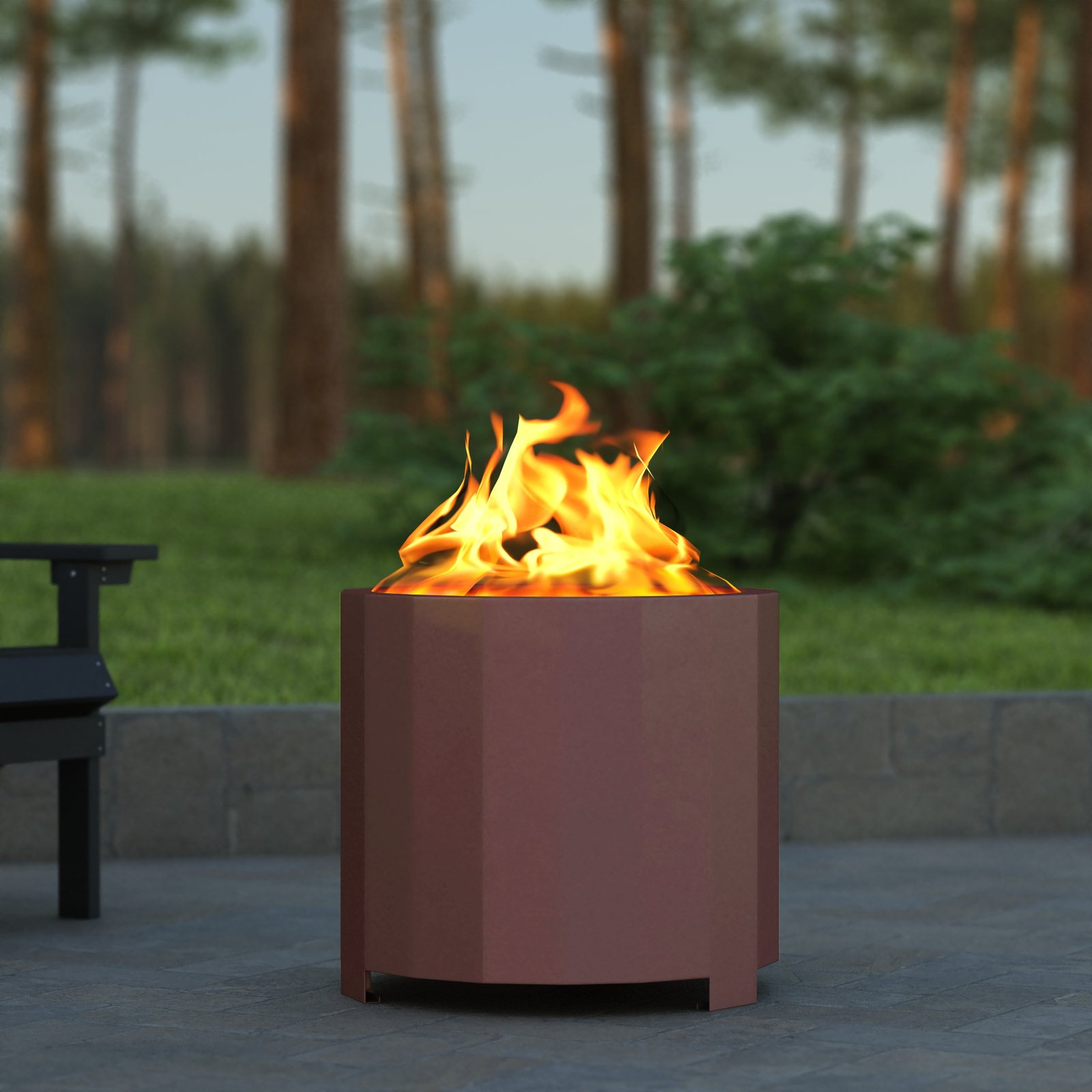 Steel Portable Smokeless Wood Burning Firepit with Waterproof Cover for Outdoor Use