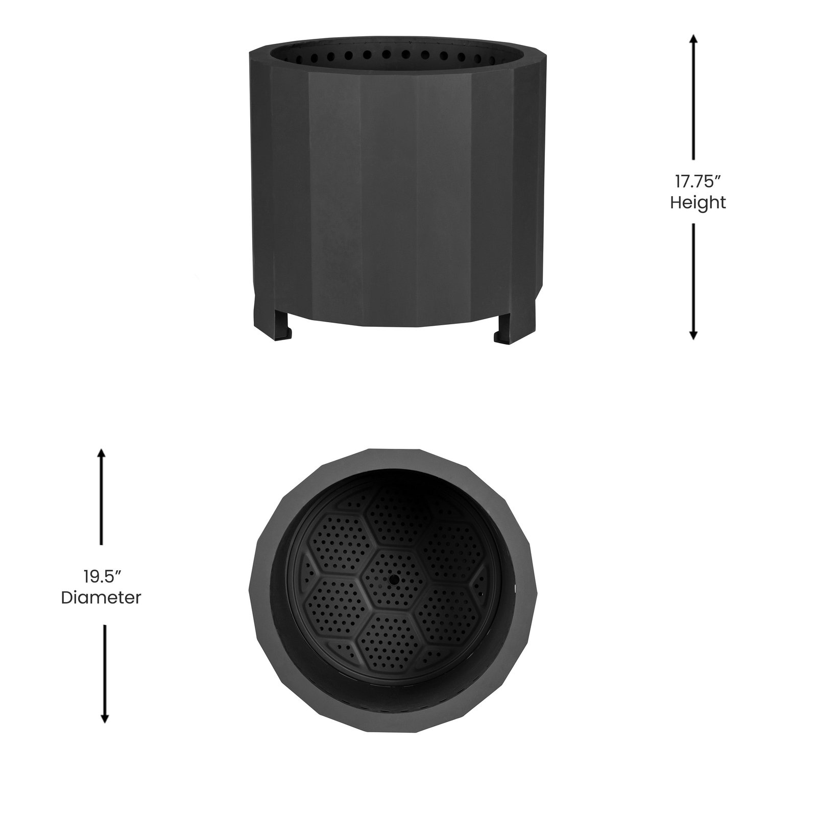 Steel Portable Smokeless Wood Burning Firepit with Waterproof Cover for Outdoor Use