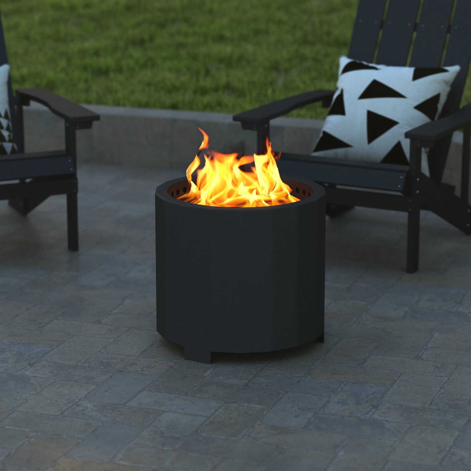Steel Portable Smokeless Wood Burning Firepit with Waterproof Cover for Outdoor Use