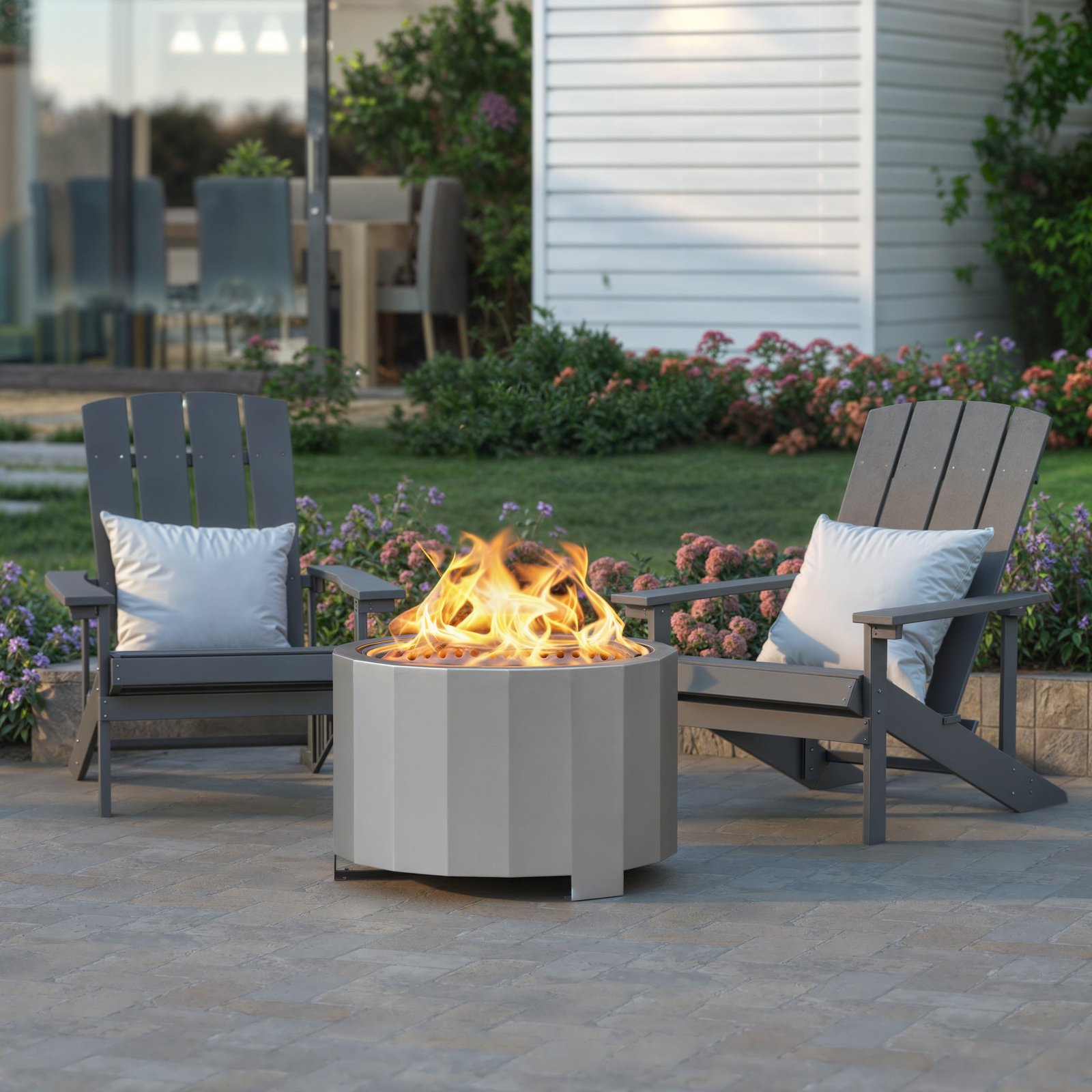 Steel Portable Smokeless Wood Burning Firepit with Waterproof Cover for Outdoor Use