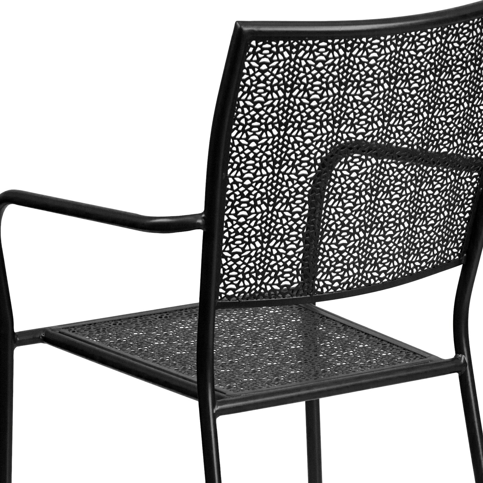 Commercial Grade Colorful Metal Patio Arm Chair with Square Back